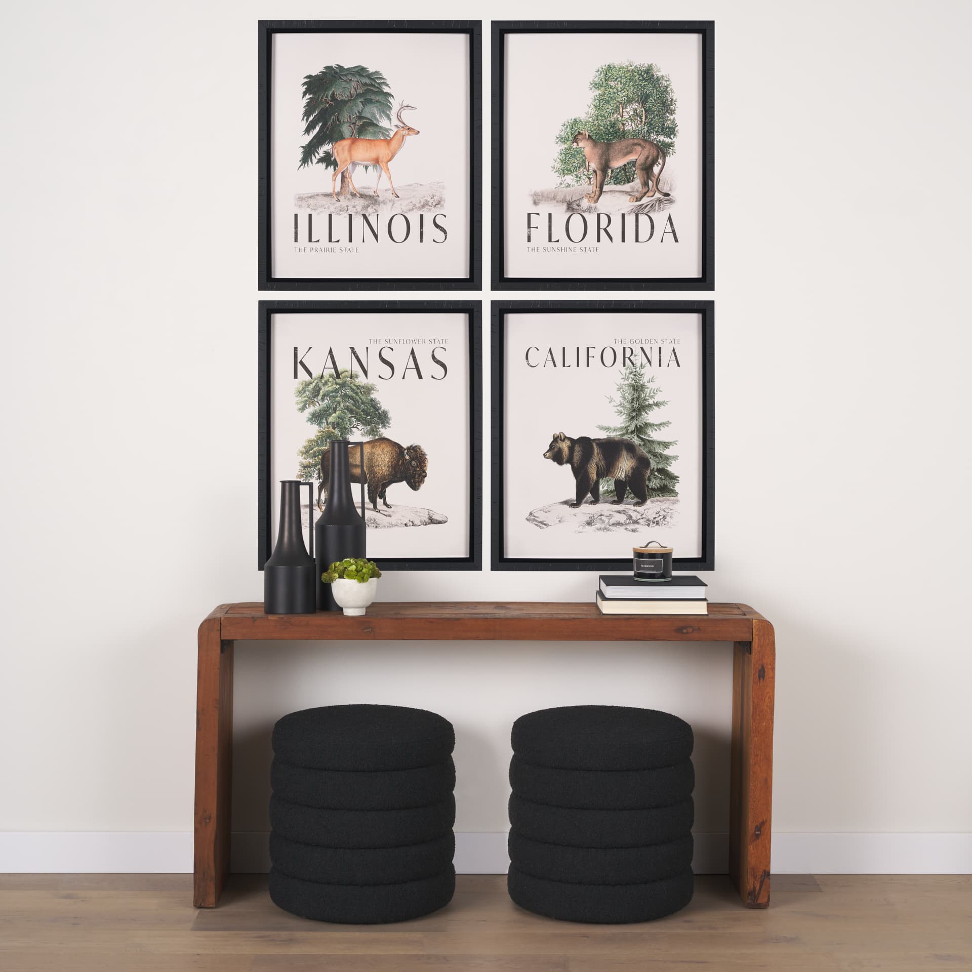 Travel Guide - California by Vintage Collection a Hand Embellished Textured Framed Art Print — in a styled room