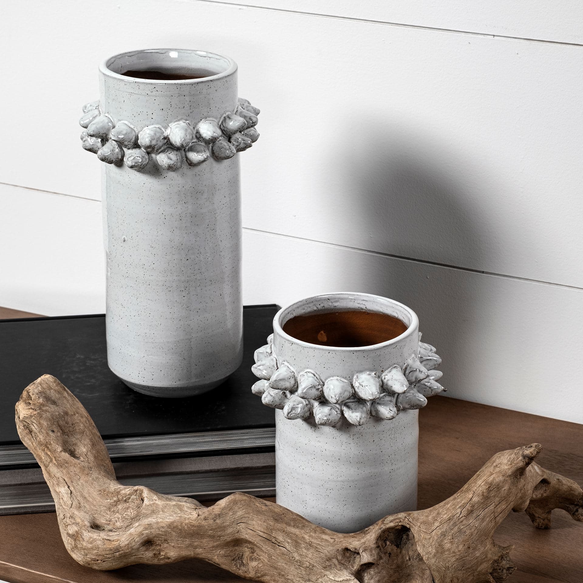 Farmhampton Small Gray Spoked Ceramic Vase — product photograph