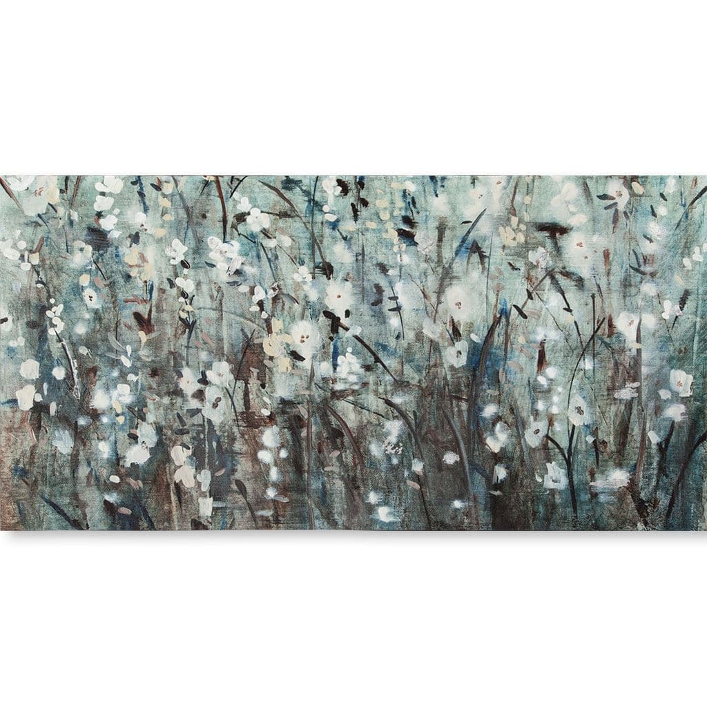 White Blooms with Navy II (MC) by Mercana Studio a Hand Embellished Textured Canvas — product photograph