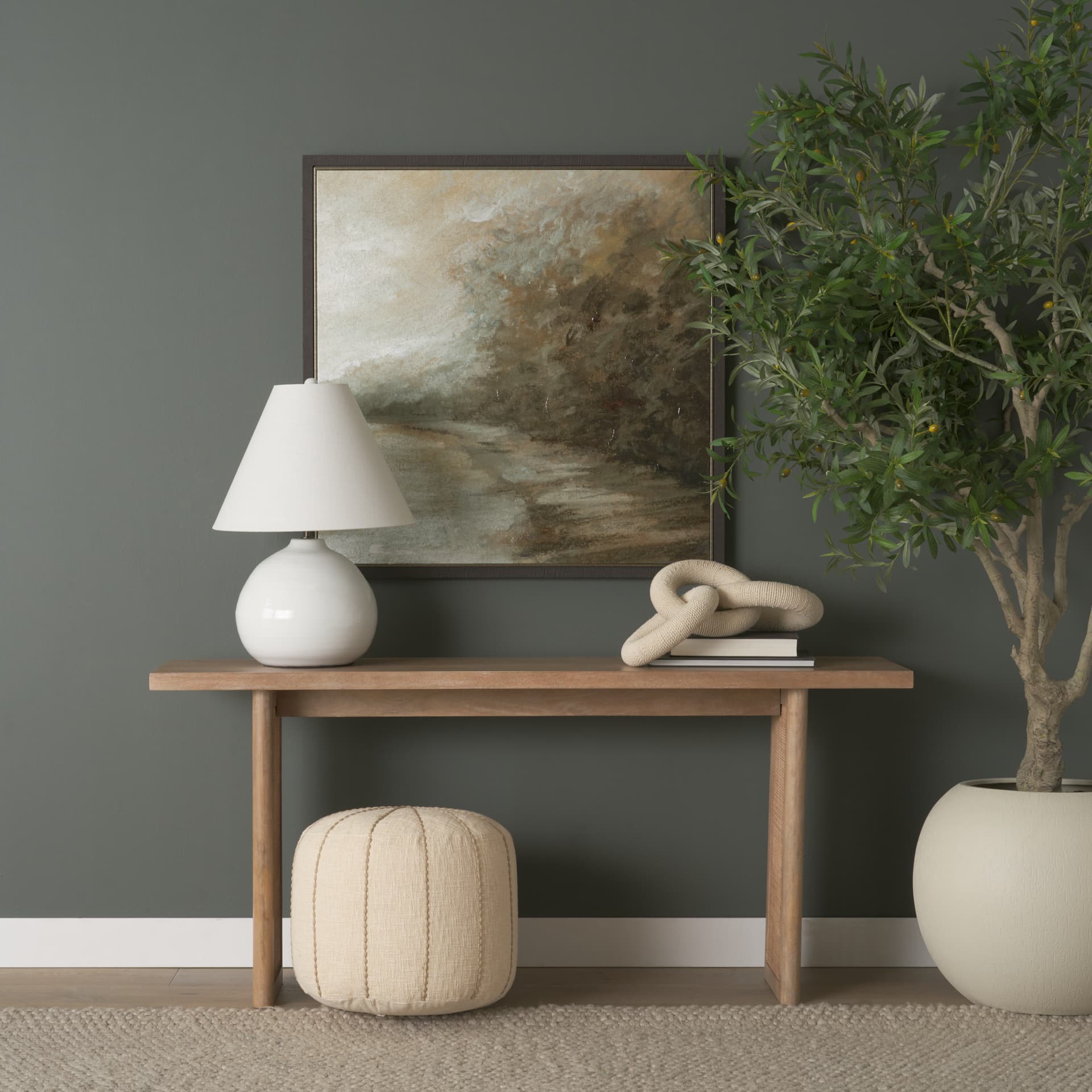 Alize Cotton Rope Wrapped Solid Wood Circular Chain Link Decorative Object — product photograph