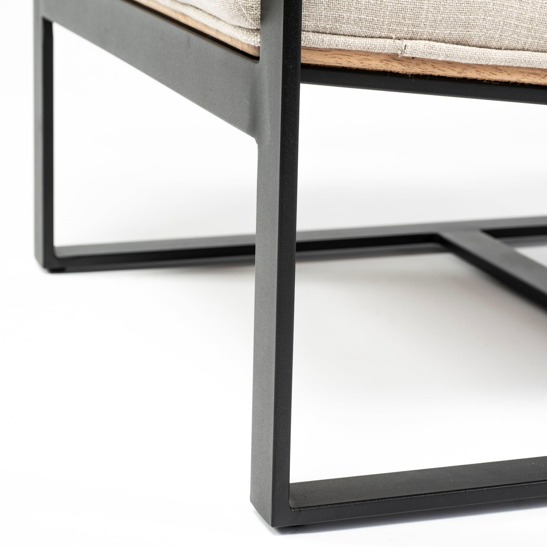 Stamford Light Beige Upholstered Seat w/ Wood Back, Metal Frame Accent Chair — product photograph
