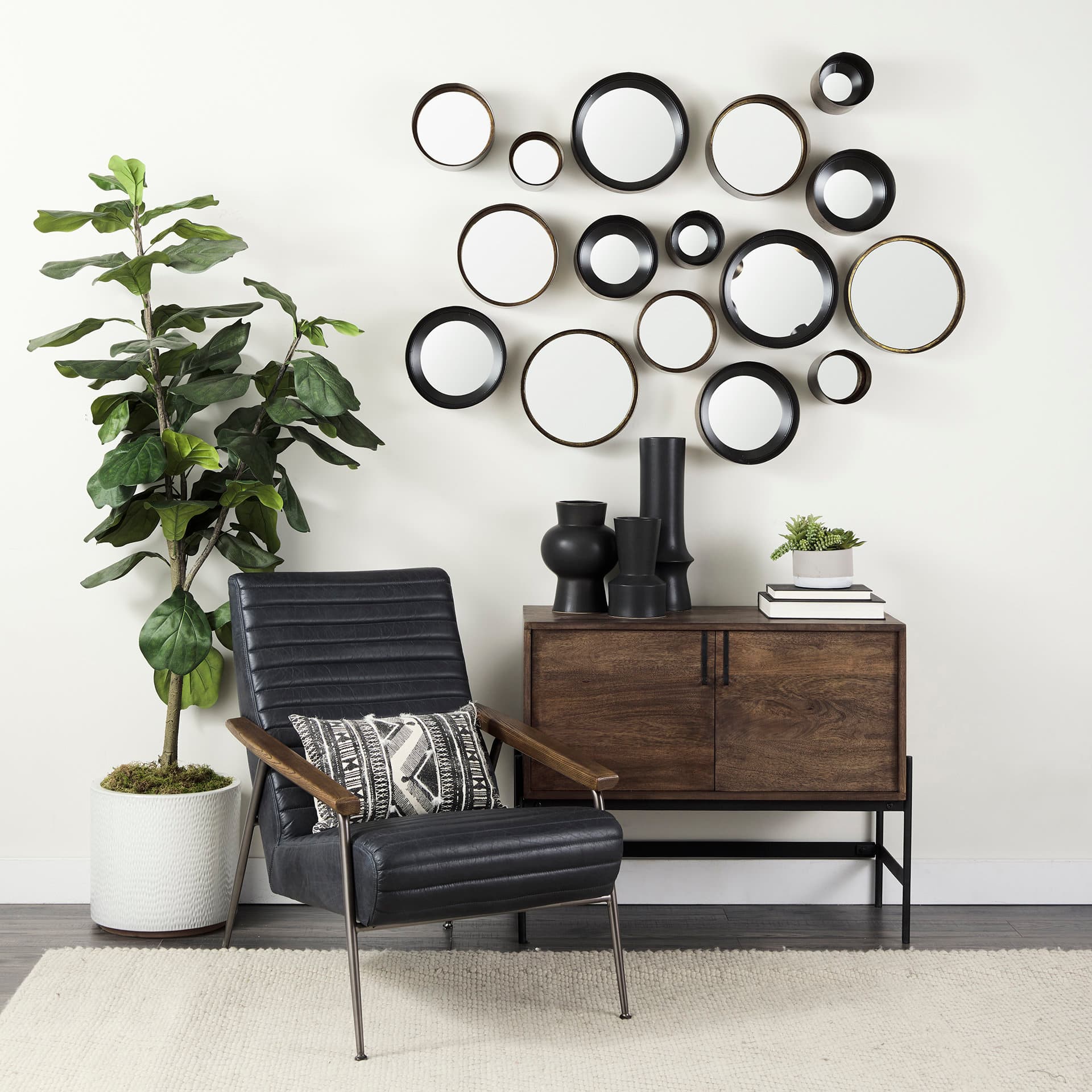 Glenn 38L x 16W x 30H Dark Brown Wood w/ Black Iron Frame, 2 Door Accent Cabinet — product photograph