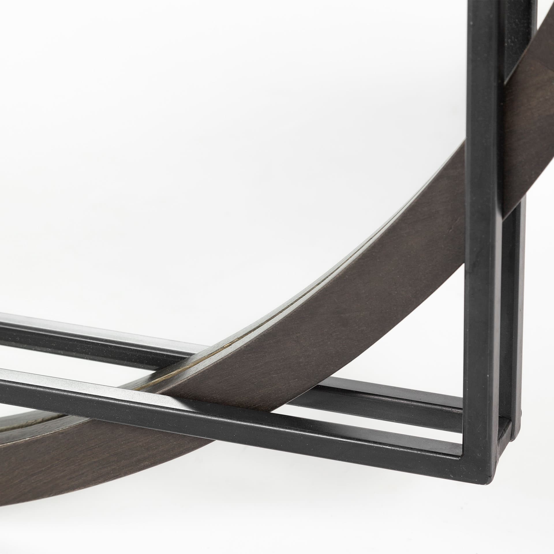 Norbert 46" Round-Square Black Wood/Metal Frame Mirror — product photograph
