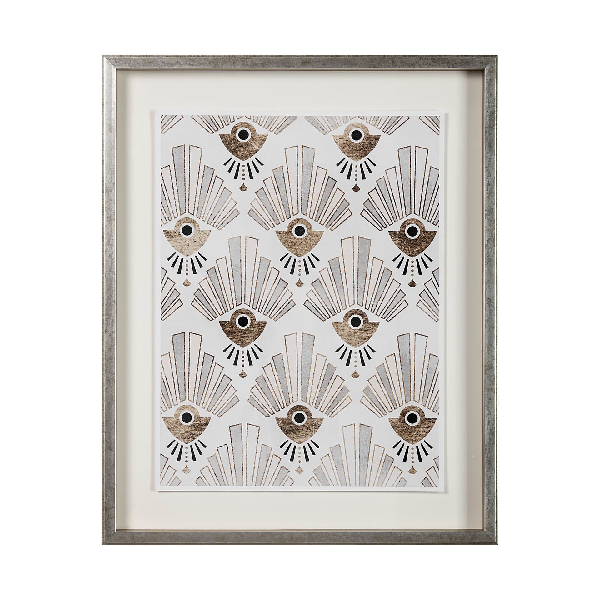 Deco Patterning III by Victoria Barnes Hand Embellished Textured Framed Art Print Matted under Glass — product photograph