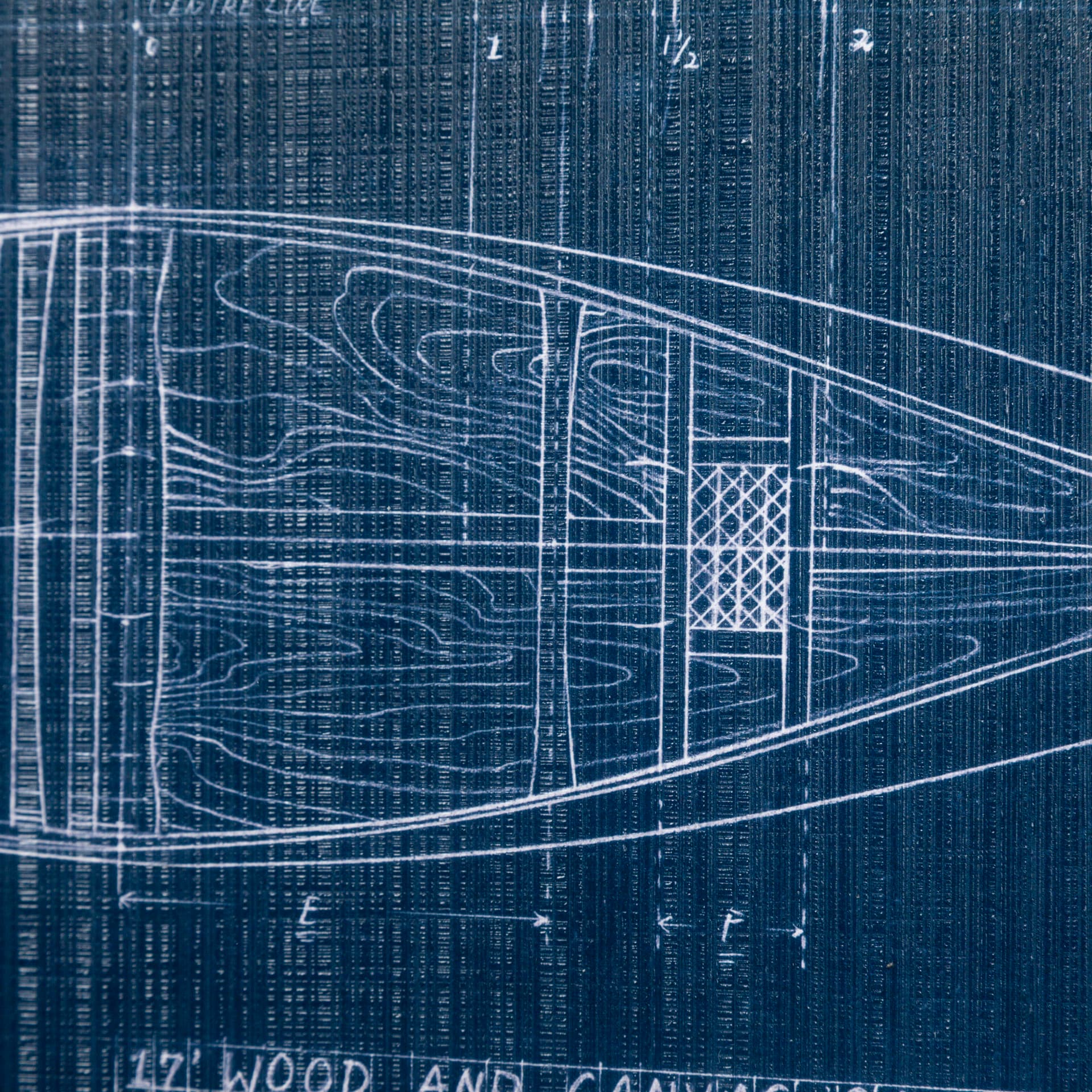 Canoe Blueprint by Dayna a Hand Embellished Textured Framed Art Print Matted under Glass — product photograph