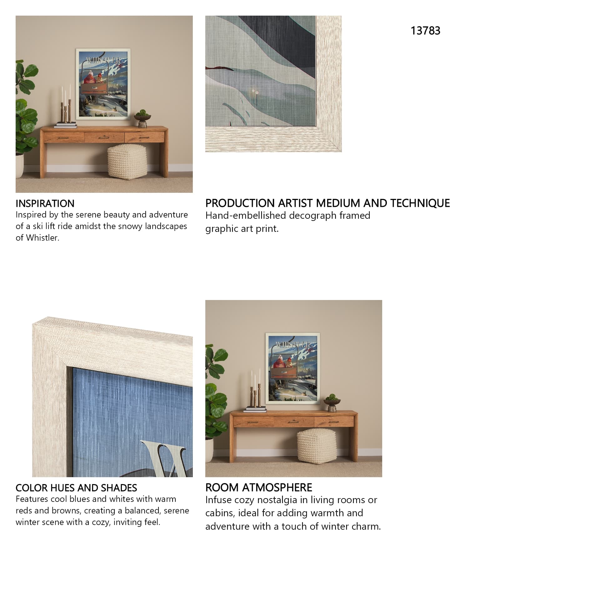 Whistler Go Canada (L) by Mercana Studio a Hand Embellished Decograph Framed Art Print — in a styled room