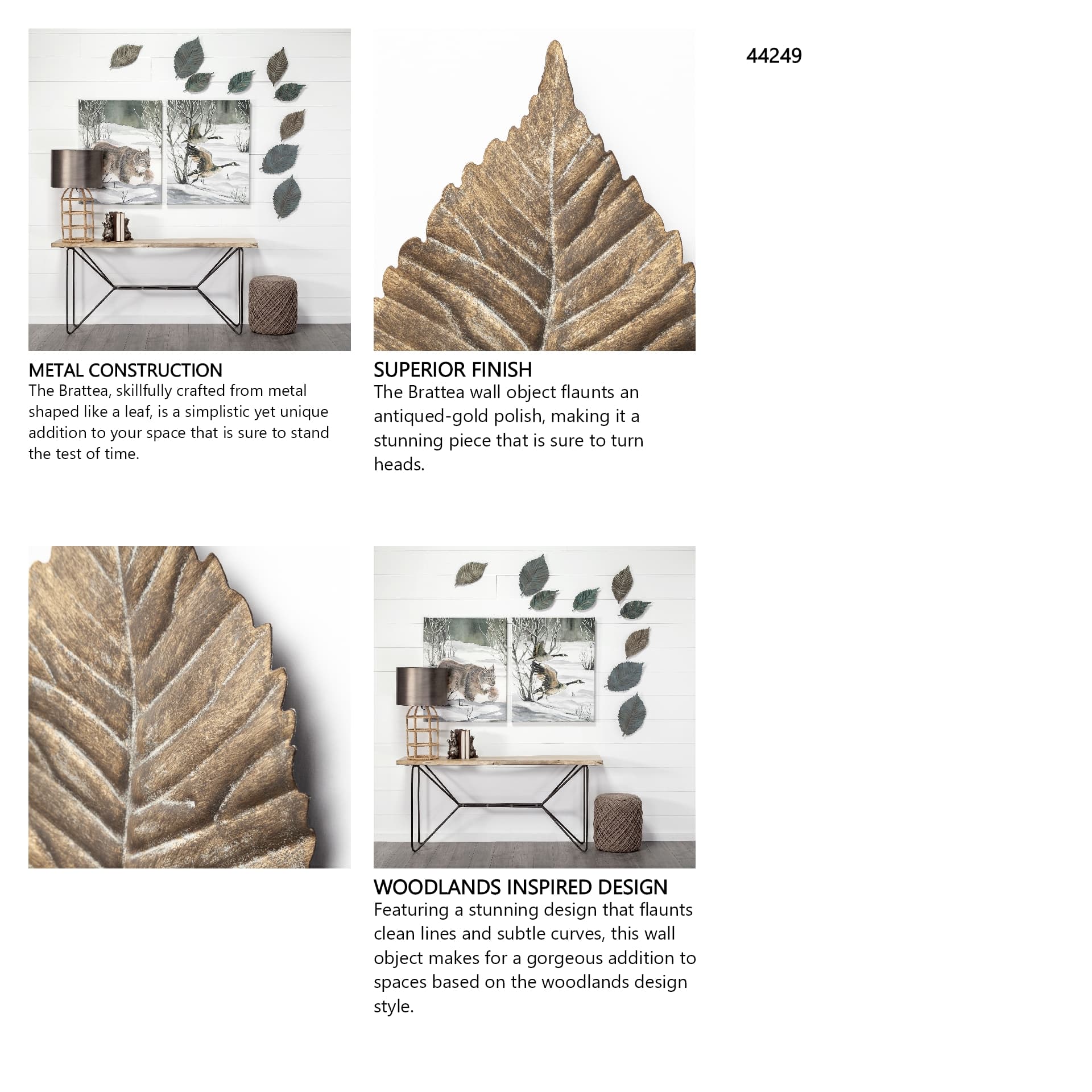 Brattea 14H Medium Metal Leaf Wall Art — in a styled room