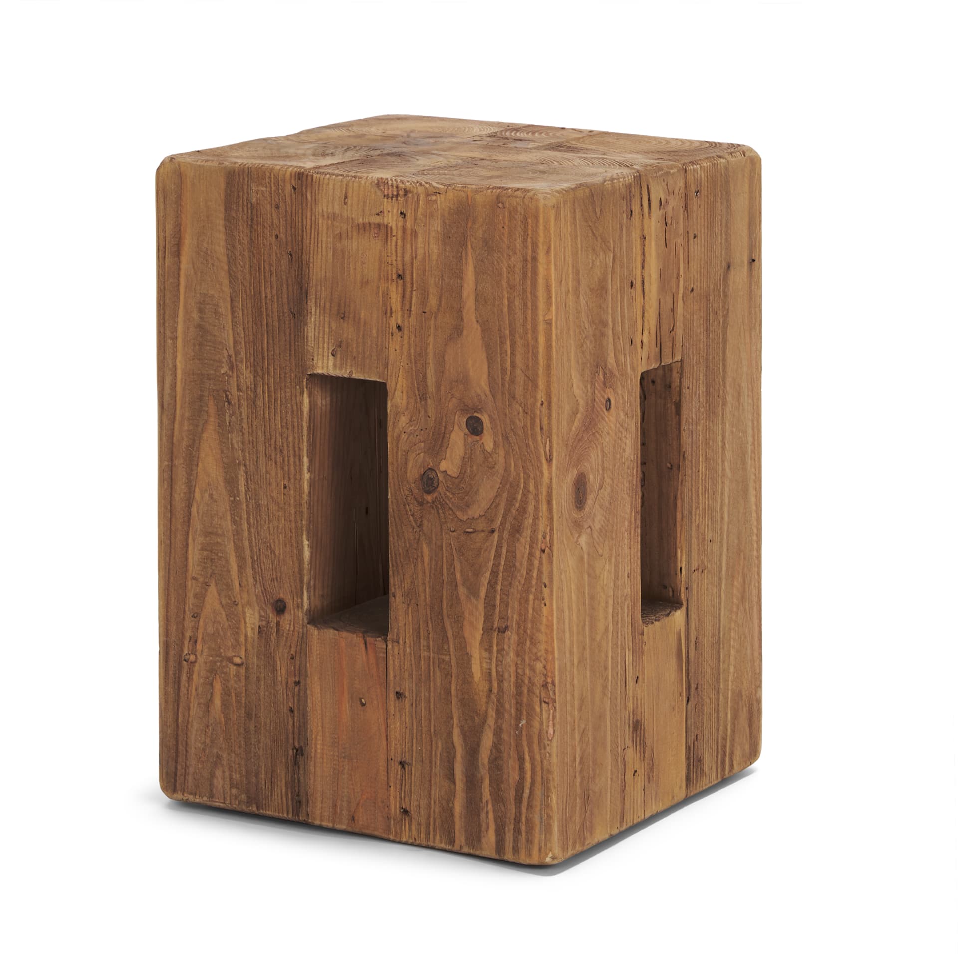 Waylen Natural Wood Block Accent Stool — product photograph