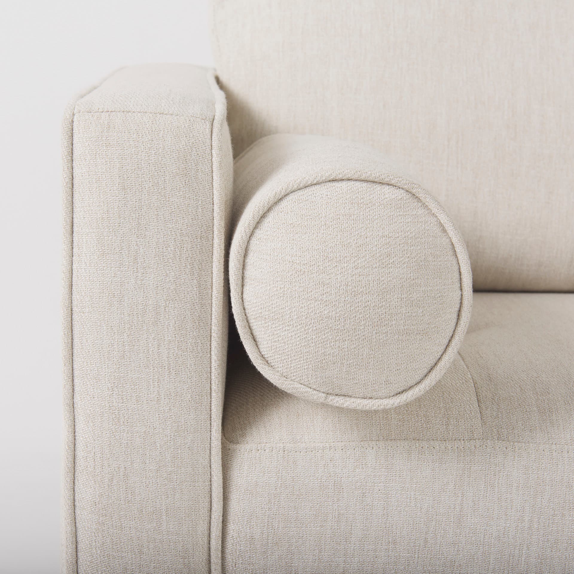 Loretta 40.7L x 36.2W x 33.9H Cream Fabric Chair W/ Two Bolster Cushions — product photograph