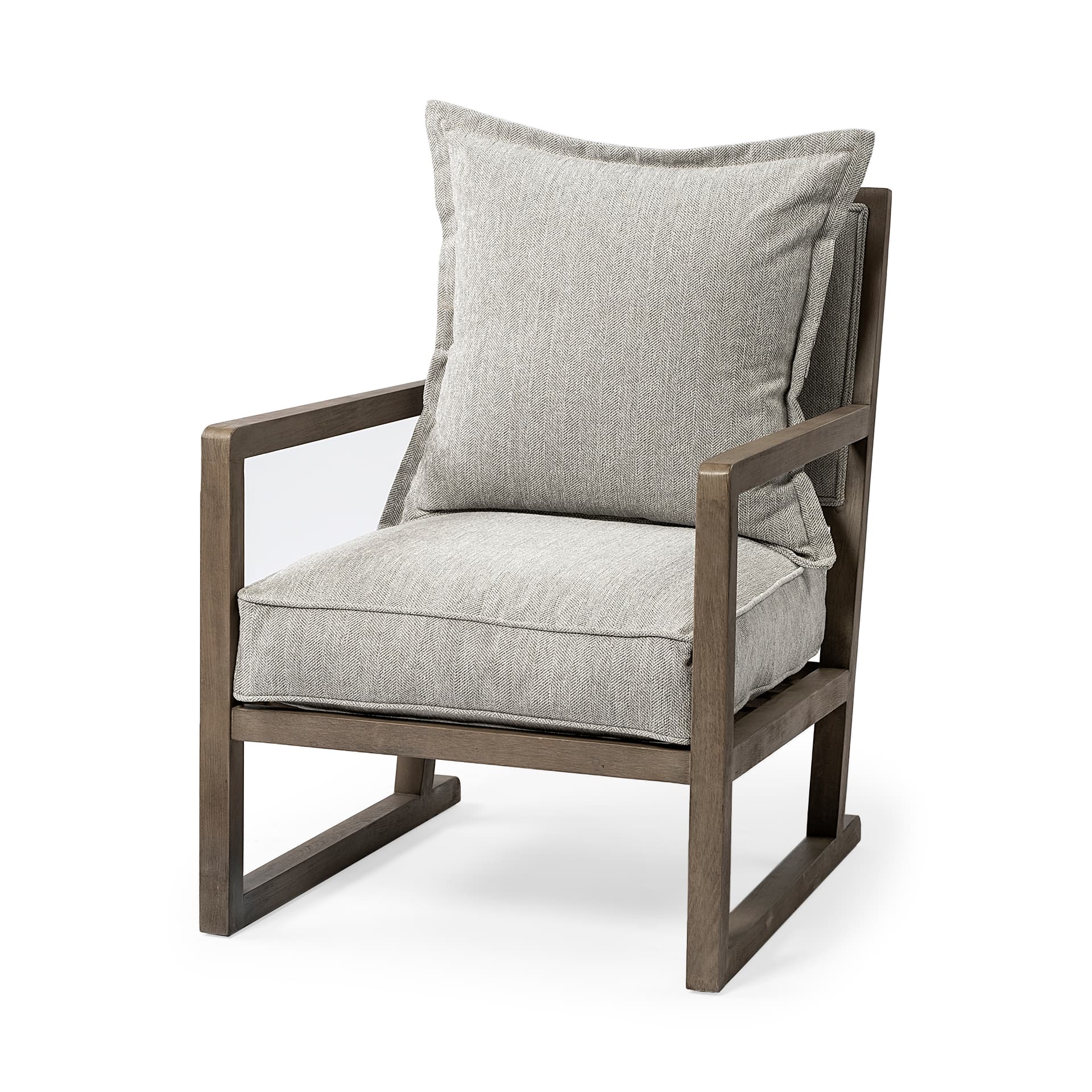 Sherlock Frost Gray Wood Frame Accent Chair — product photograph