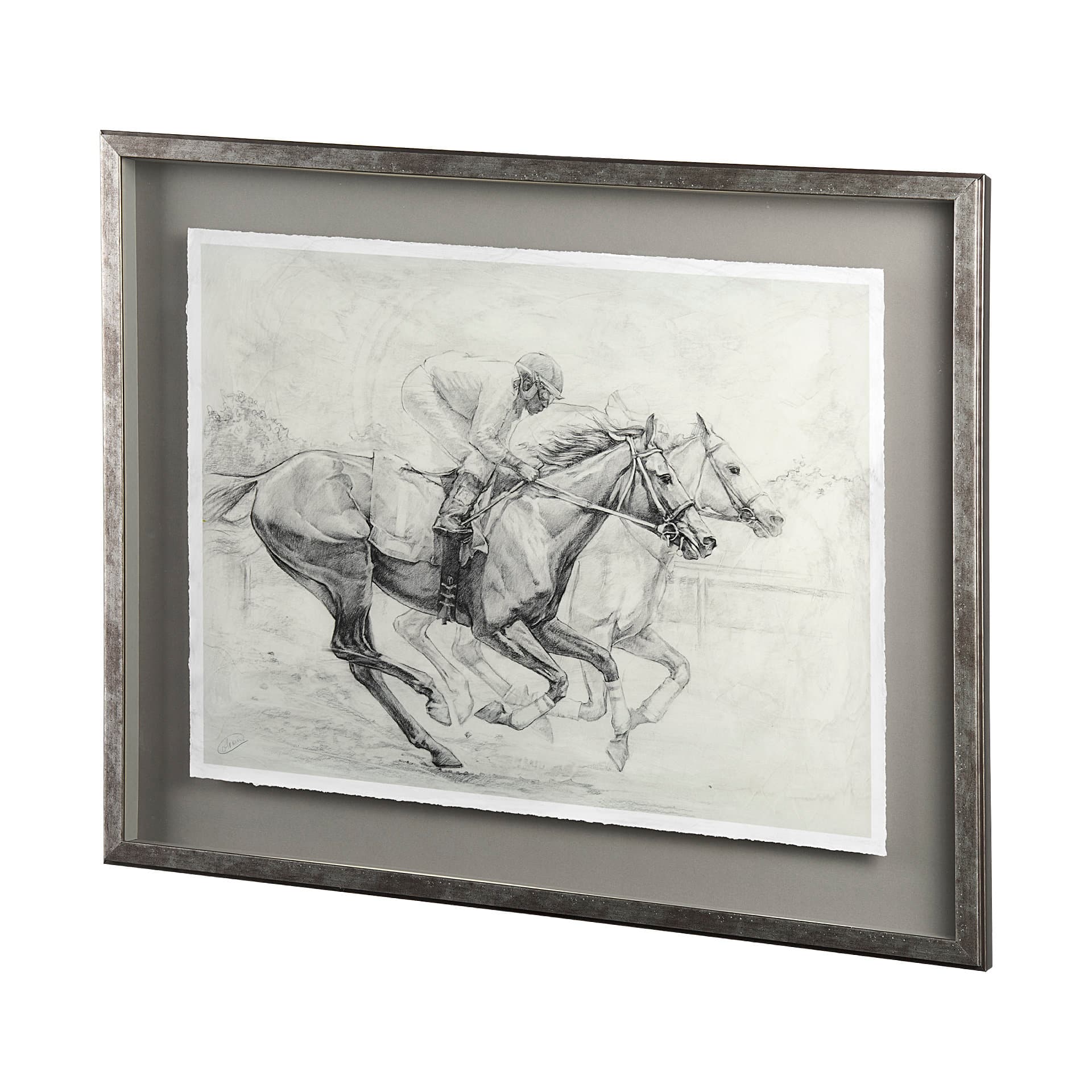 Horse Racing I by Mercana Studio a Hand Embellished Textured Framed Art Print Matted under Glass — product photograph