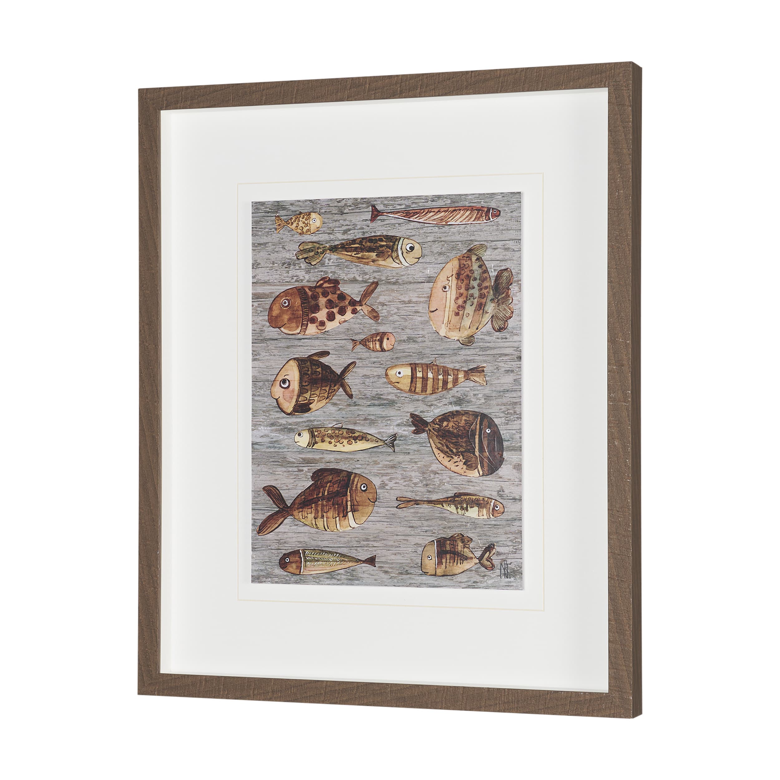 Fish Pattern II by Mercana Studio Hand-Embellished Textured Framed Artwork Matted under Glass — product photograph