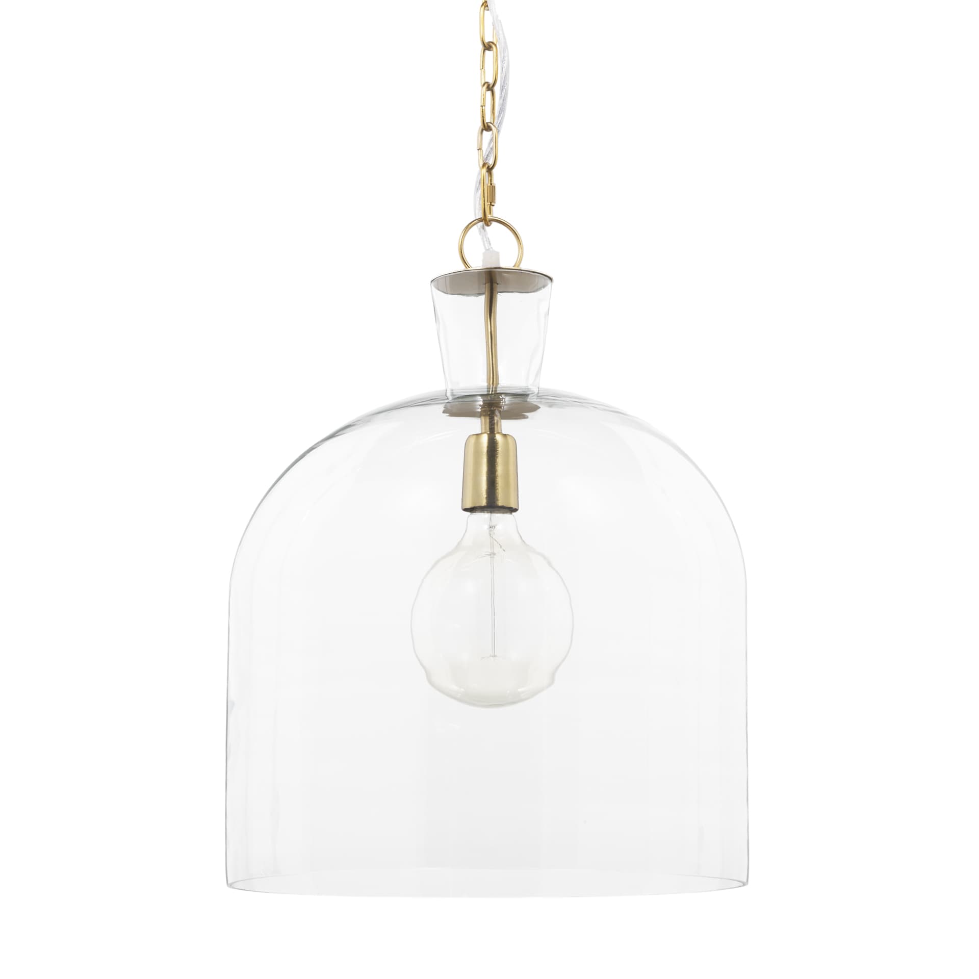 Sadah Large Clear Blown Glass w/ Gold Metal Pendant Light — product photograph