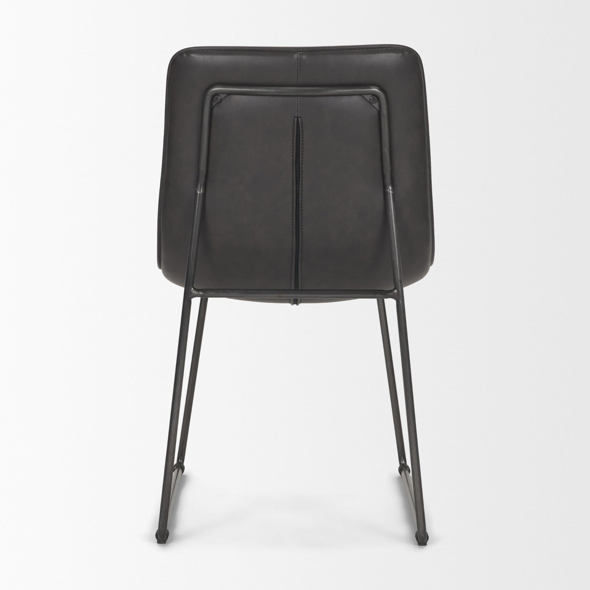 Thornton Solid Back Dining Side Chair | Faux Leather w/ Iron — product photograph