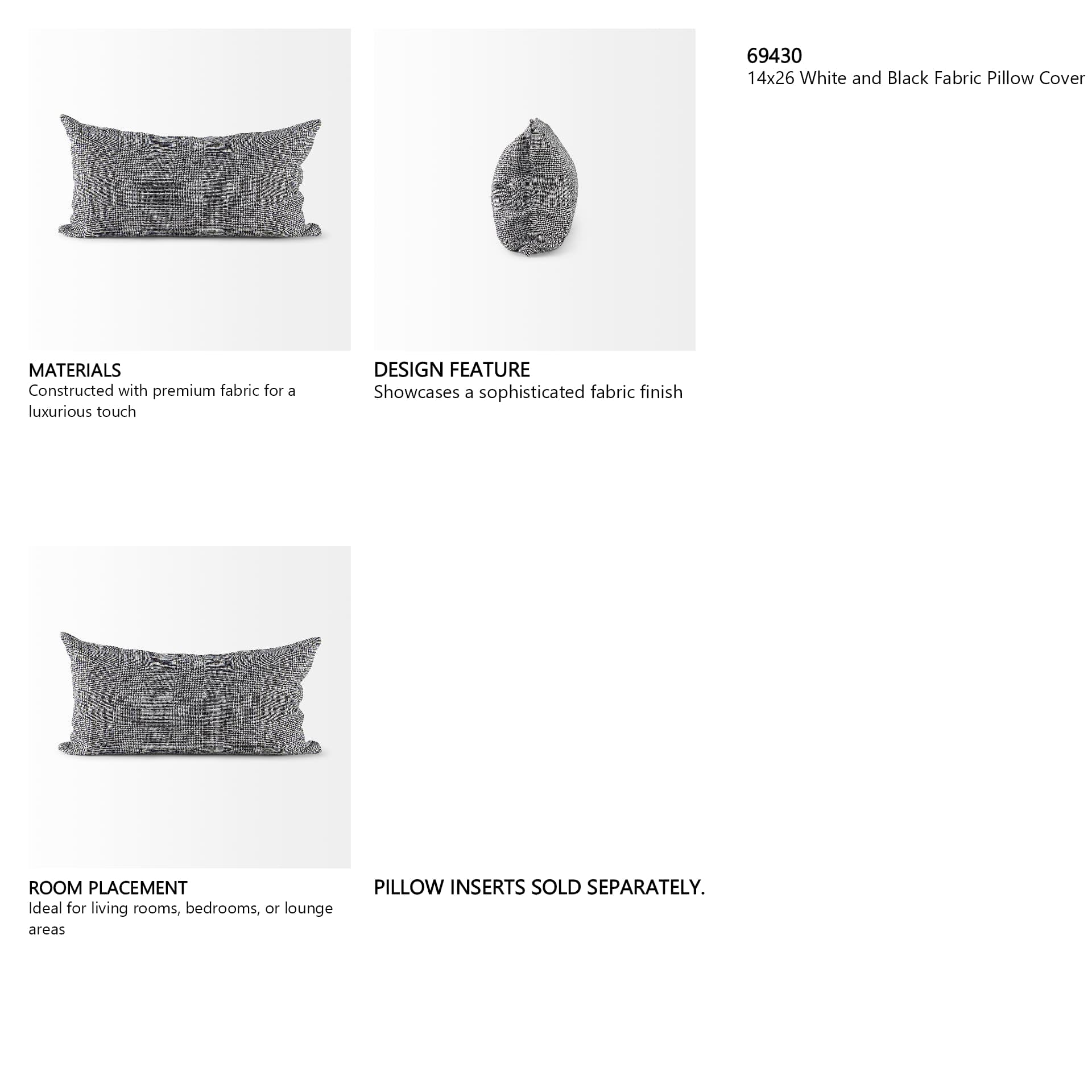 Ramone 14x26 White and Black Fabric Pillow Cover — in a styled room