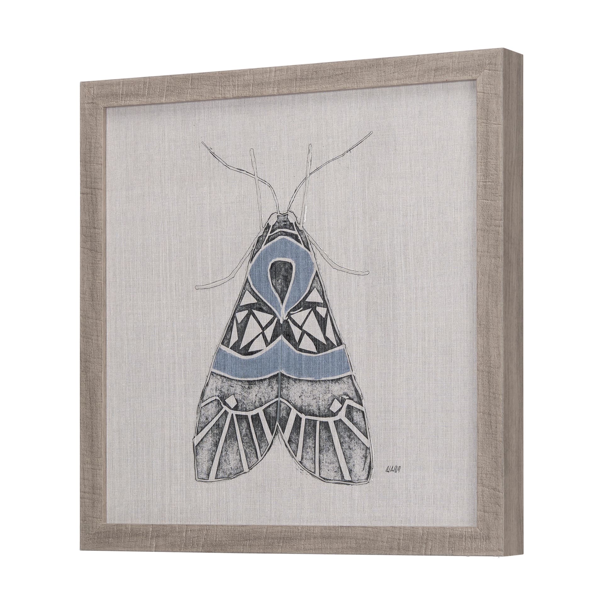 Moth Blue II by Mercana Studio a Hand Embellished Textured Framed Art Print — product photograph