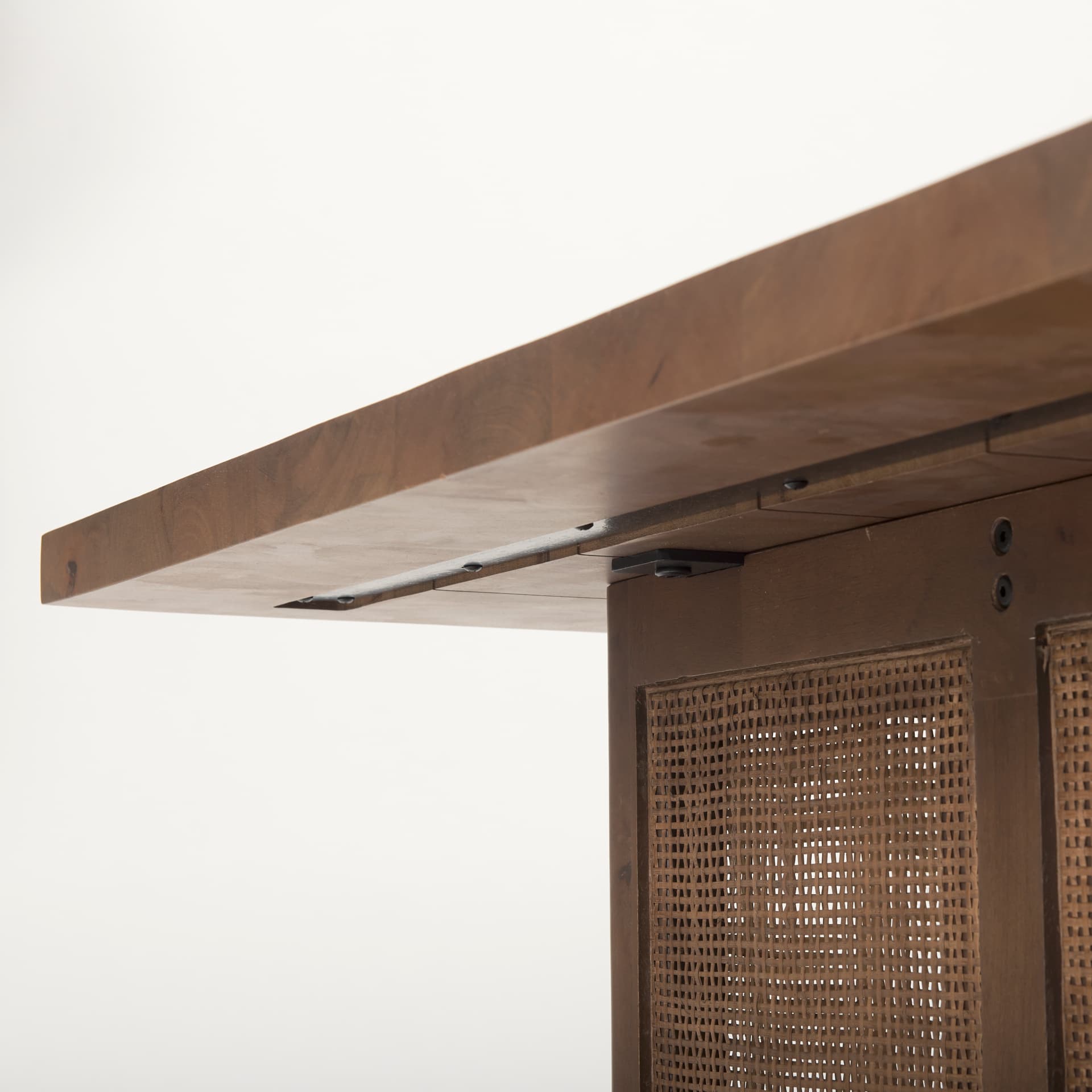 Grier 42" Square Medium Brown Solid Wood w/ Cane Coffee Table — product photograph