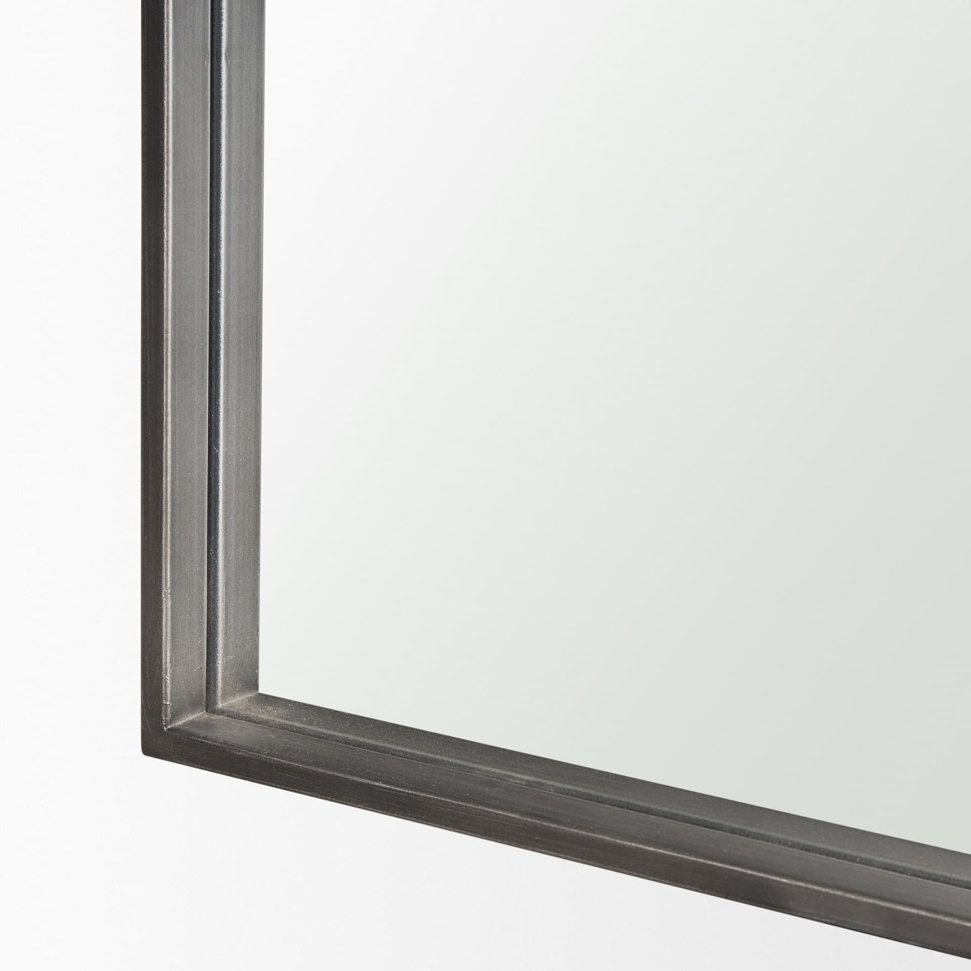 Tamira Tall Brushed Gunmetal Metal Arched Mirror — product photograph