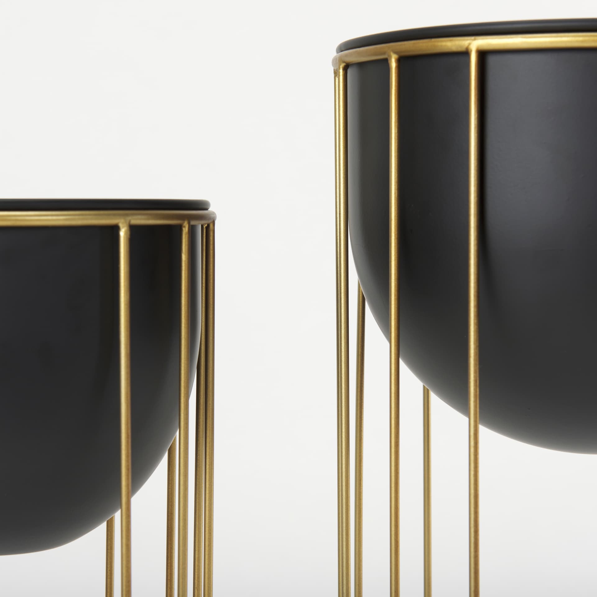 Danica Set of 2 Matte Black Metal Plant Stands — product photograph