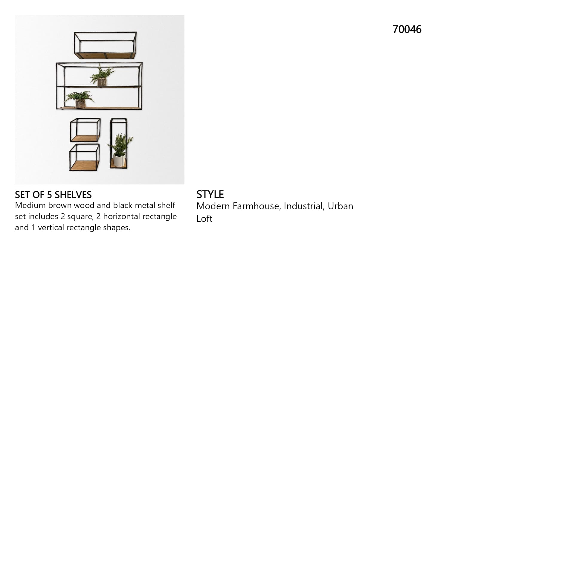 Riaz Set of 5 Wood & Metal Shelves — in a styled room