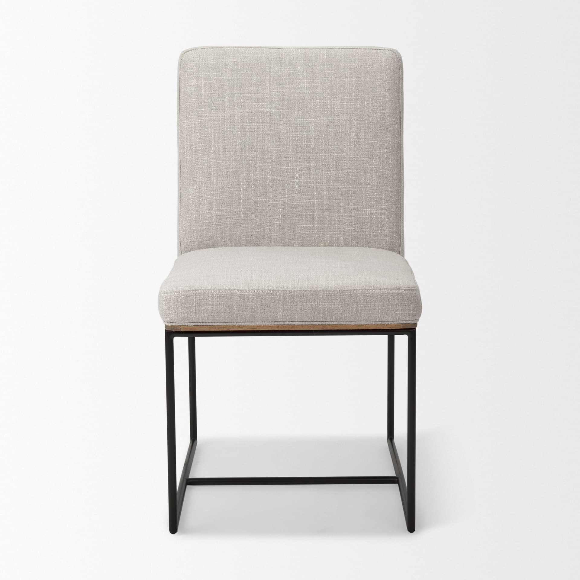 Stamford High-Back Dining Side Chair | Beige Linen w/ Black Metal — product photograph