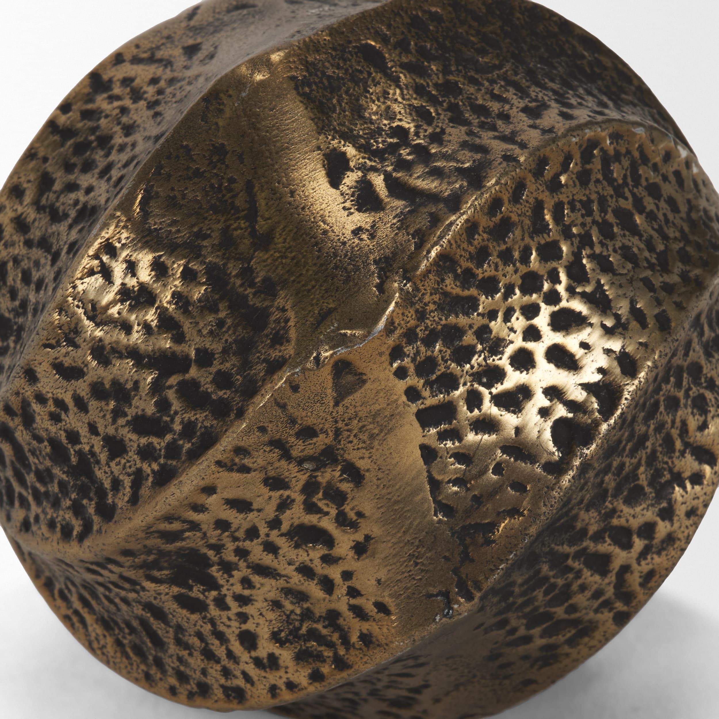 Imani Small Sculptural Textured Antiqued Gold Metal Decorative Orb Object — product photograph