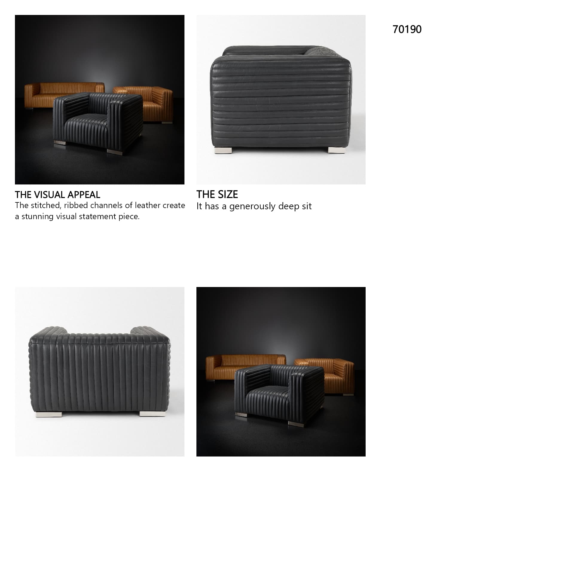 Ricciardo Black Leather Upholstered Arm Chair — in a styled room