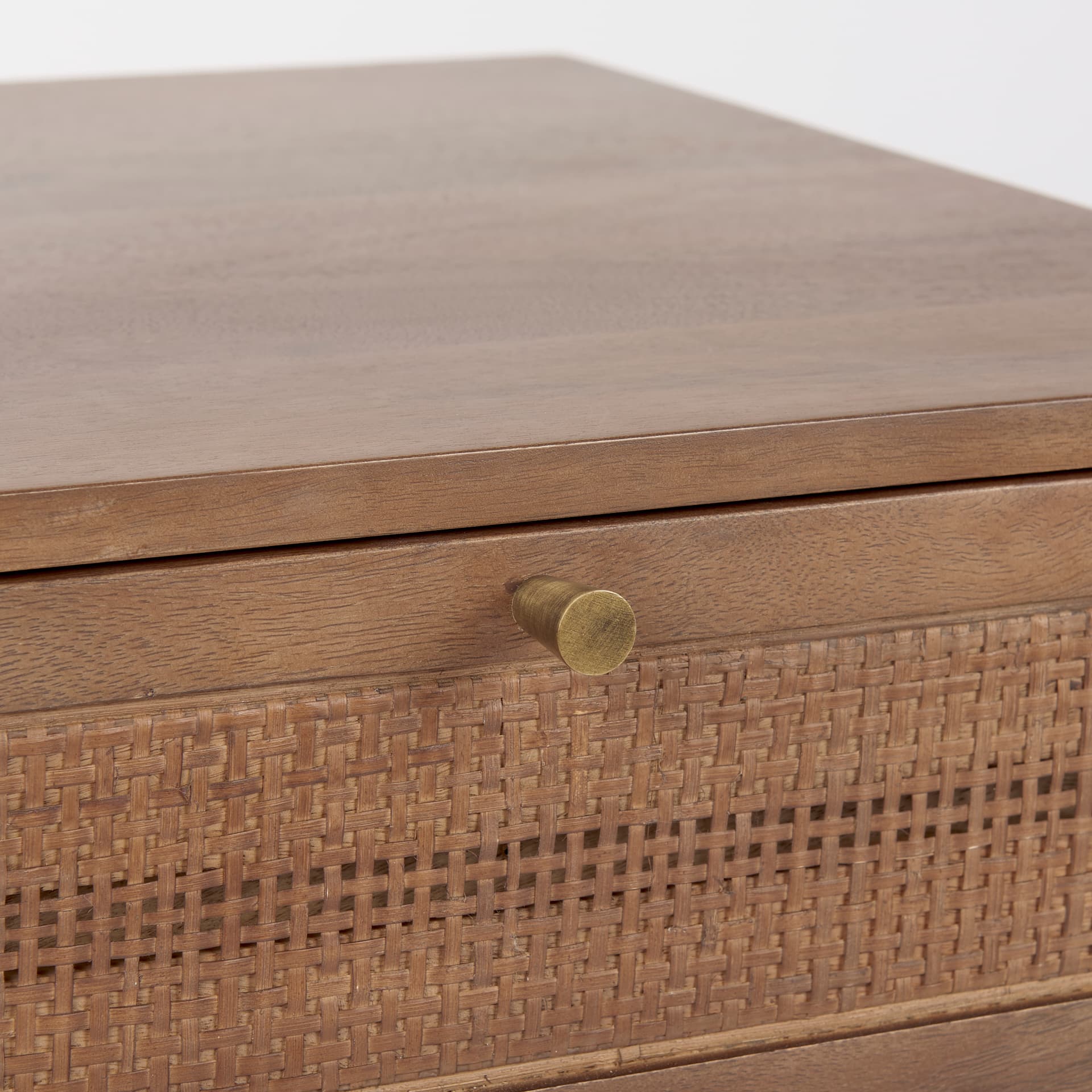 Grier Medium Brown Wood w/ Cane End Table — product photograph