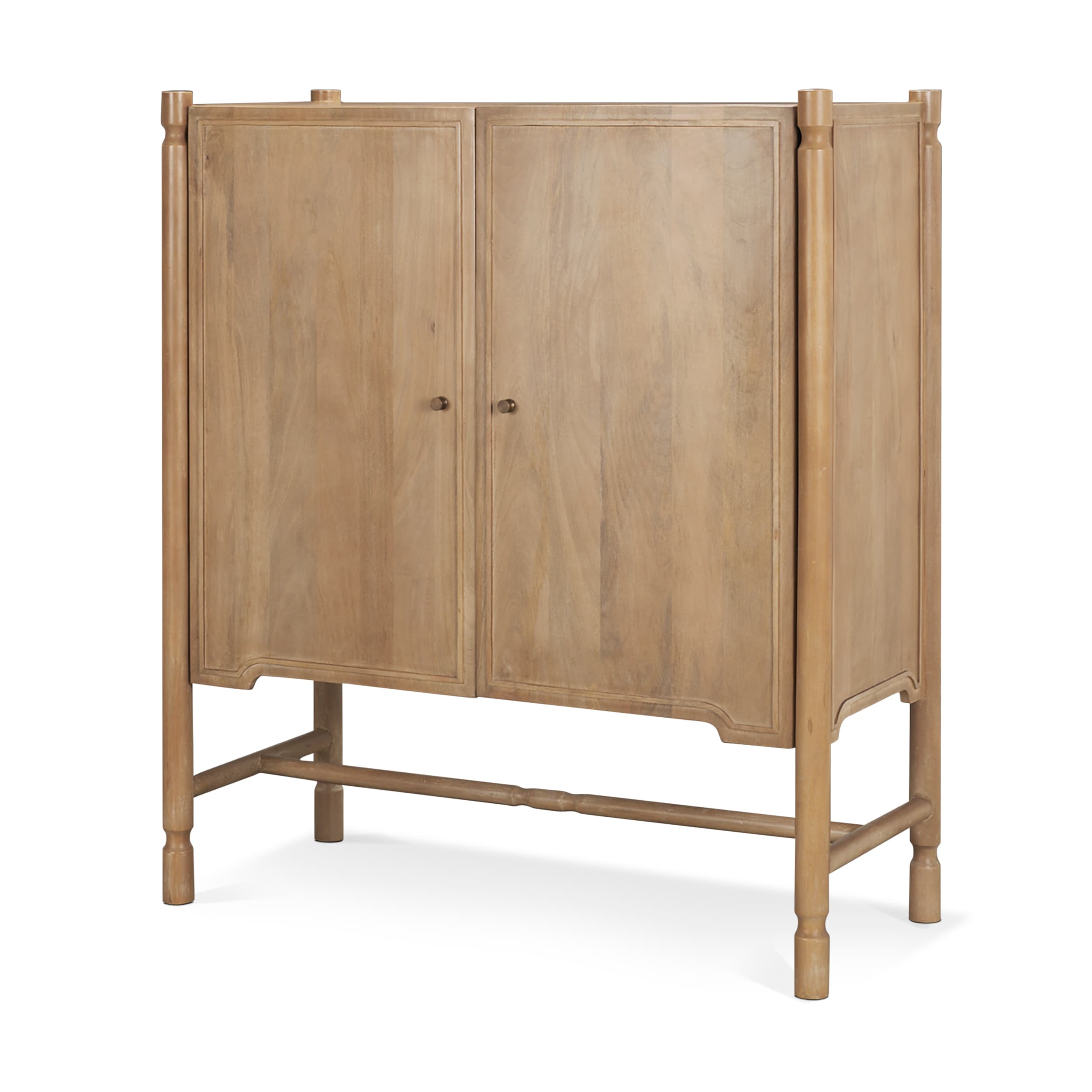 Phil Light Brown Wood 2 Door Bar Cabinet — product photograph