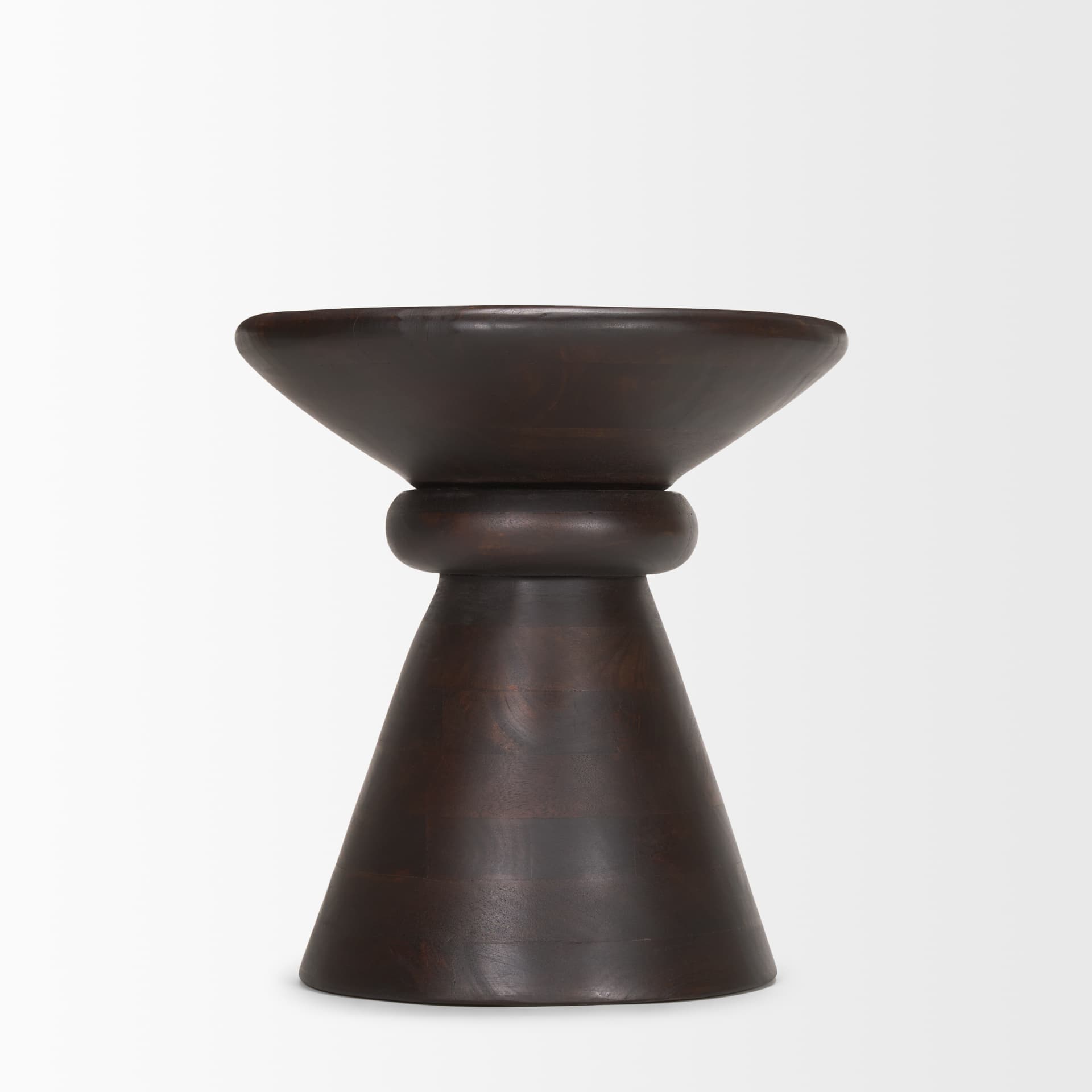Palmera Dark Brown Wood Pedestal Accent Table — product photograph
