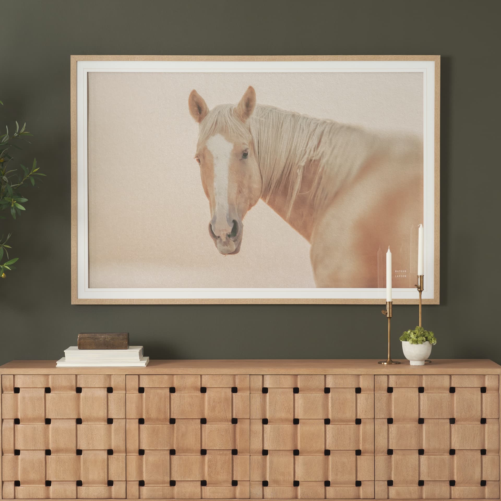 Looking Back by Nathan Larson FramedPhoto Print Matted under Glass — in a styled room