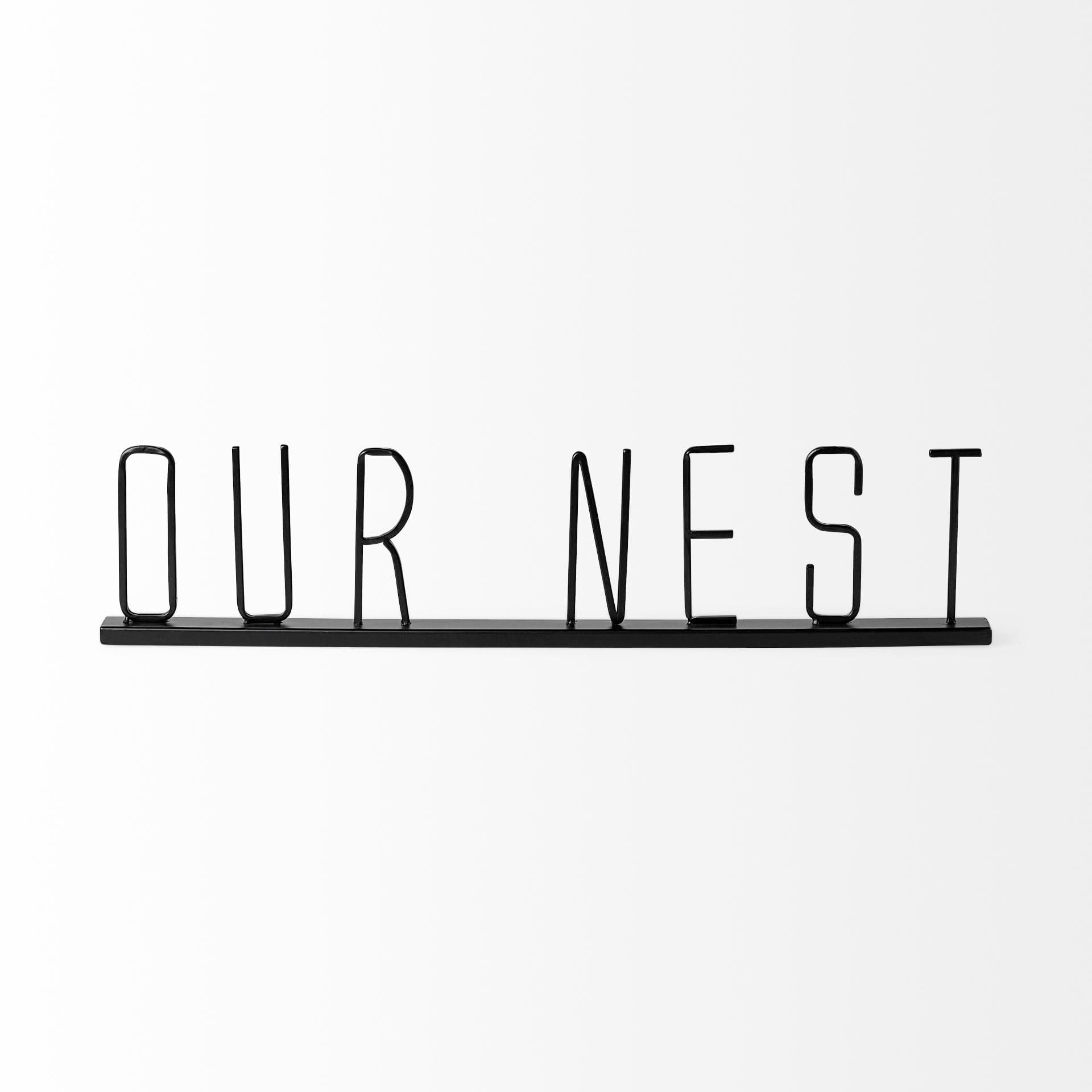 Our Nest 24L x 1W Black Metal Sign — product photograph