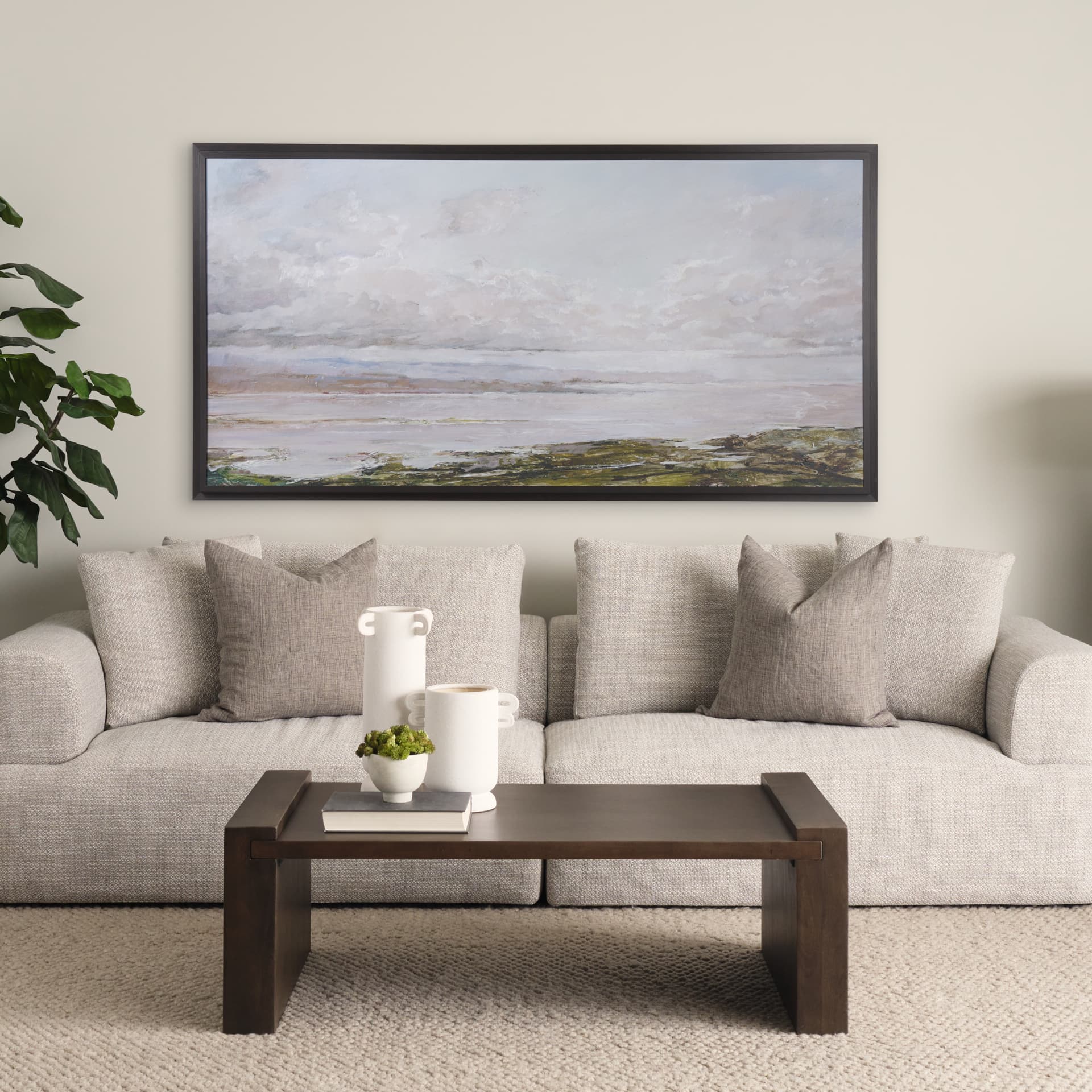 Sea View by Mercana Studio a Hand Embellished Textured Framed Canvas — in a styled room