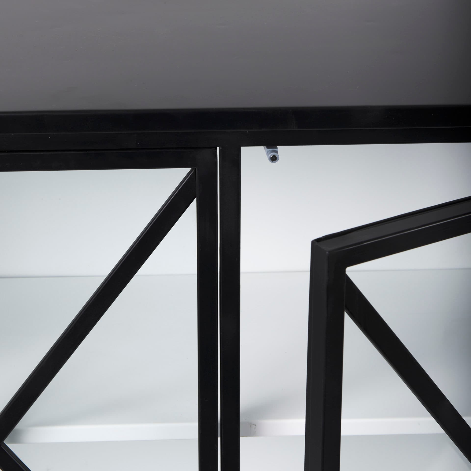 Aurelia 79.0L x 16.0W x 33.0H Black and White Metal Four Door Glass Cabinet — product photograph