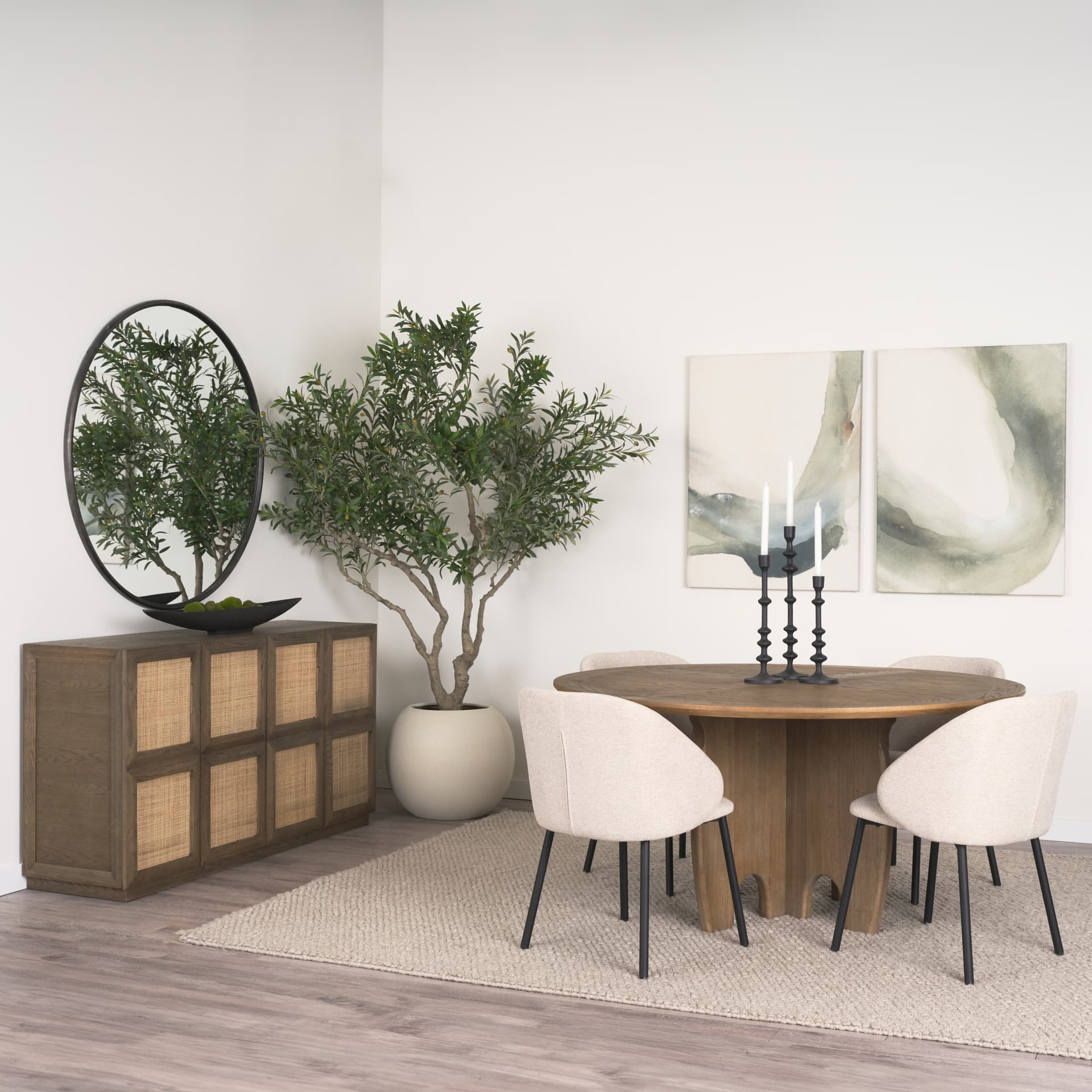 Shannon Contoured Back Dining Side Chair | Oatmeal Fabric w/ Metal — product photograph