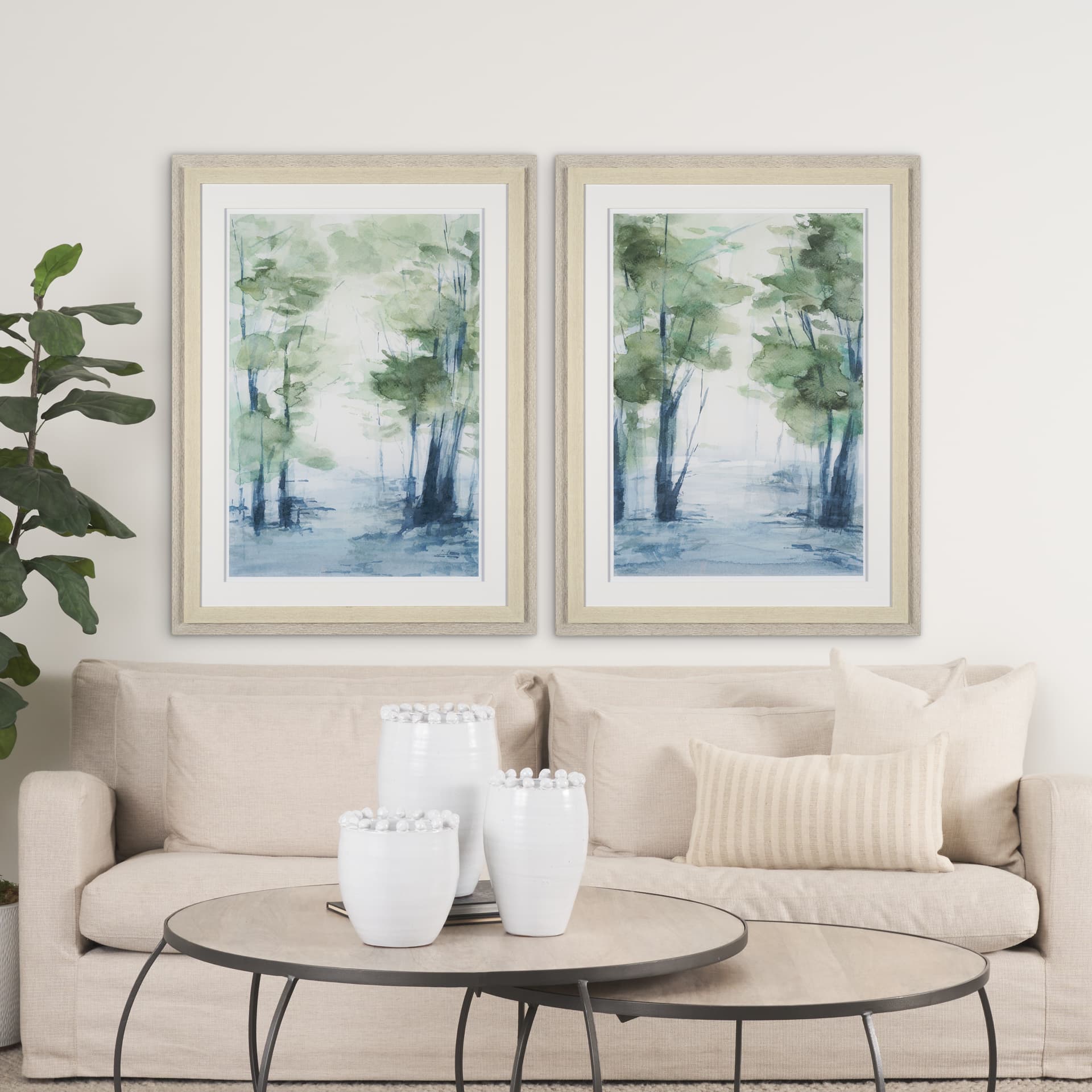 Forest Dew I by Mercana Studio a Hand Embellished Textured Framed Art Print Matted under Glass — in a styled room