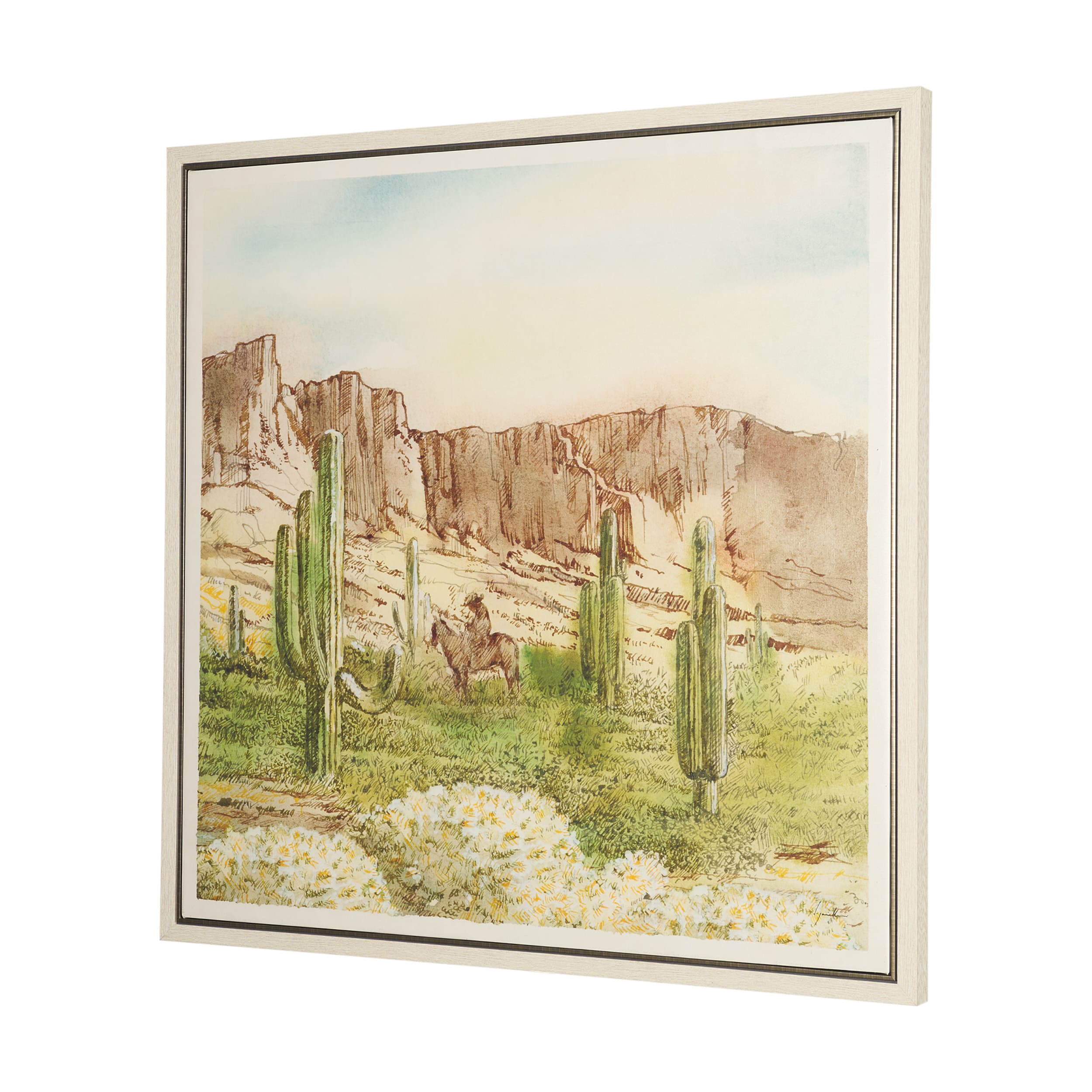 Cactus Country II by Mercana Studio Hand-Embellished Textured Framed Canvas Artwork — product photograph