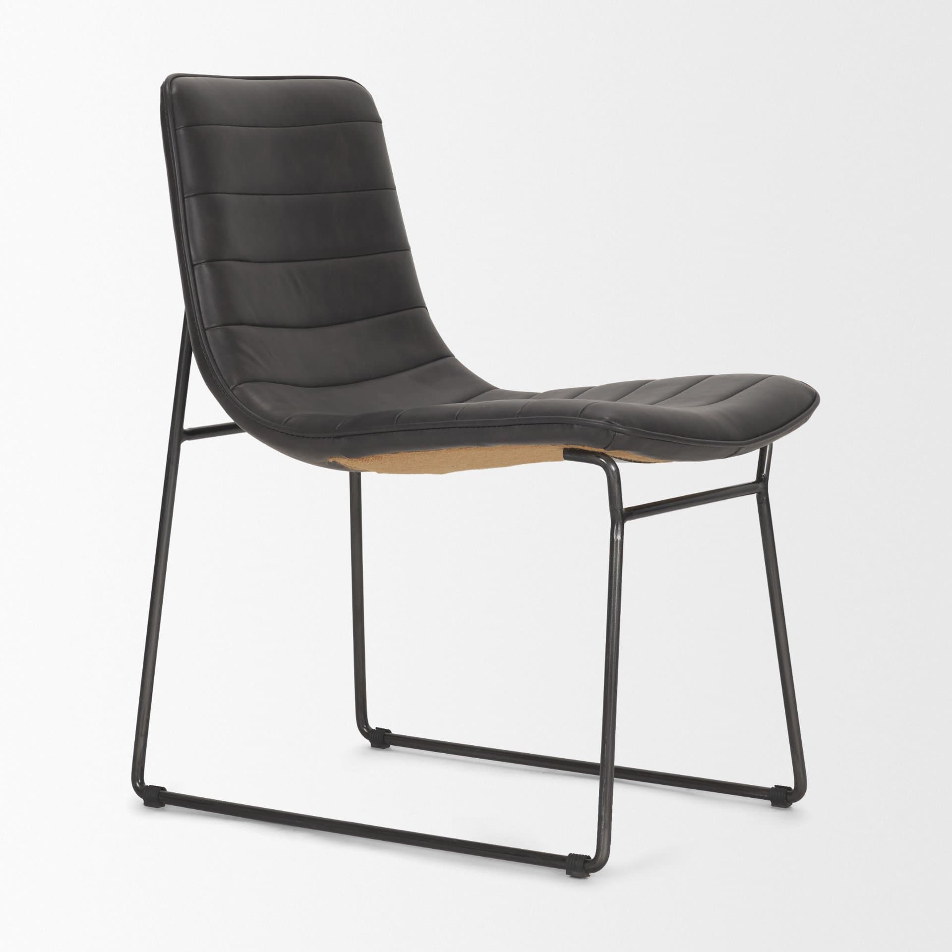 Thornton Solid Back Dining Side Chair | Faux Leather w/ Iron — product photograph