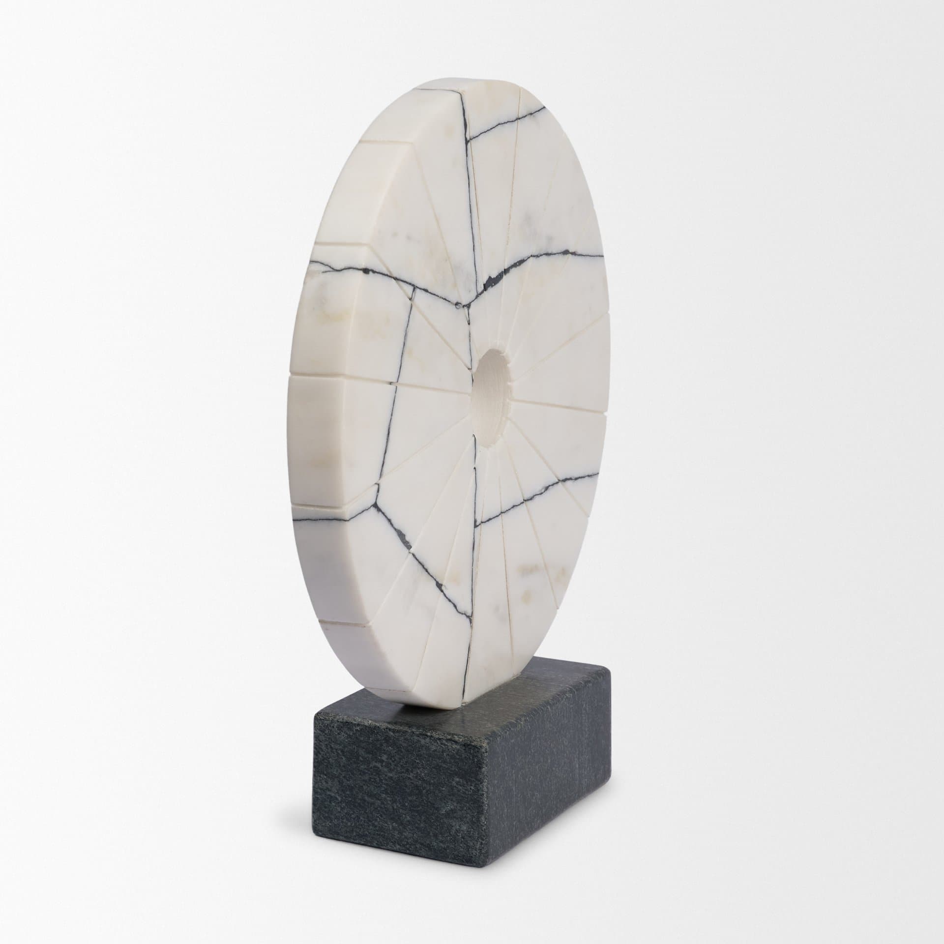 Orin White Marble Round Disc Decorative Object — product photograph