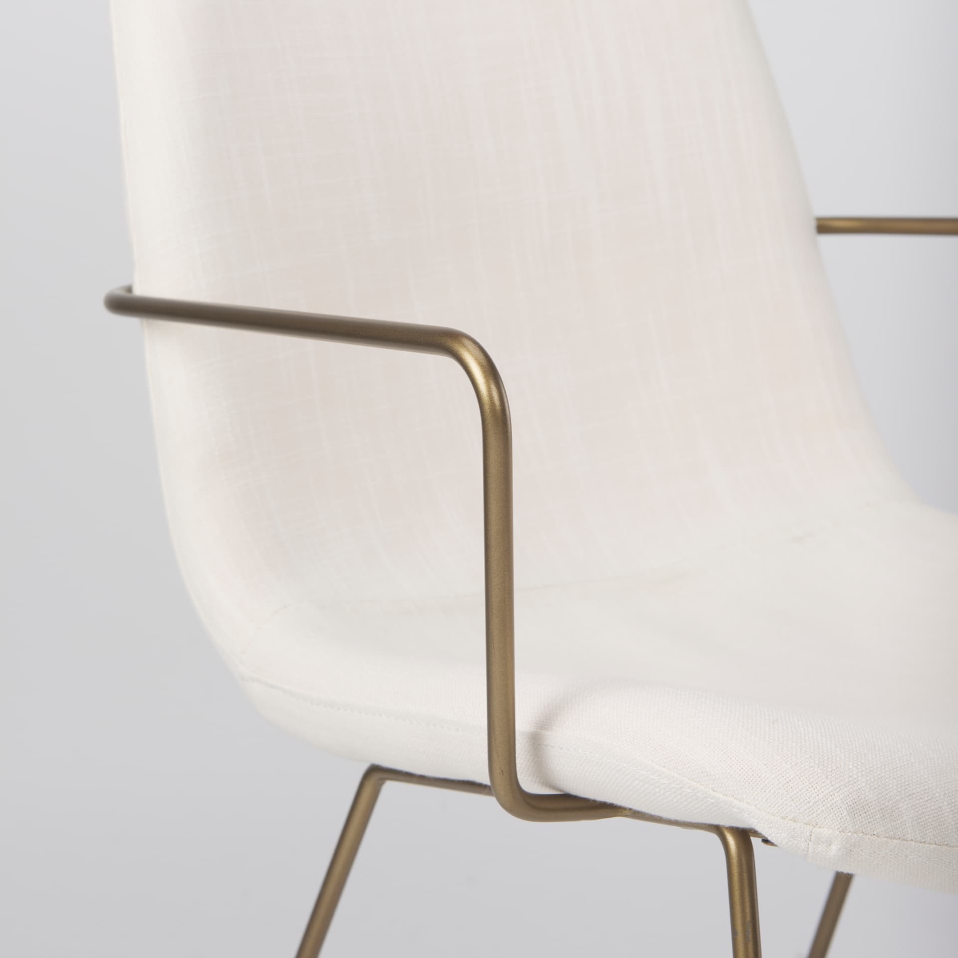 Sawyer Solid Back Dining Side Chair | Cream Fabric w/ Gold Metal — product photograph