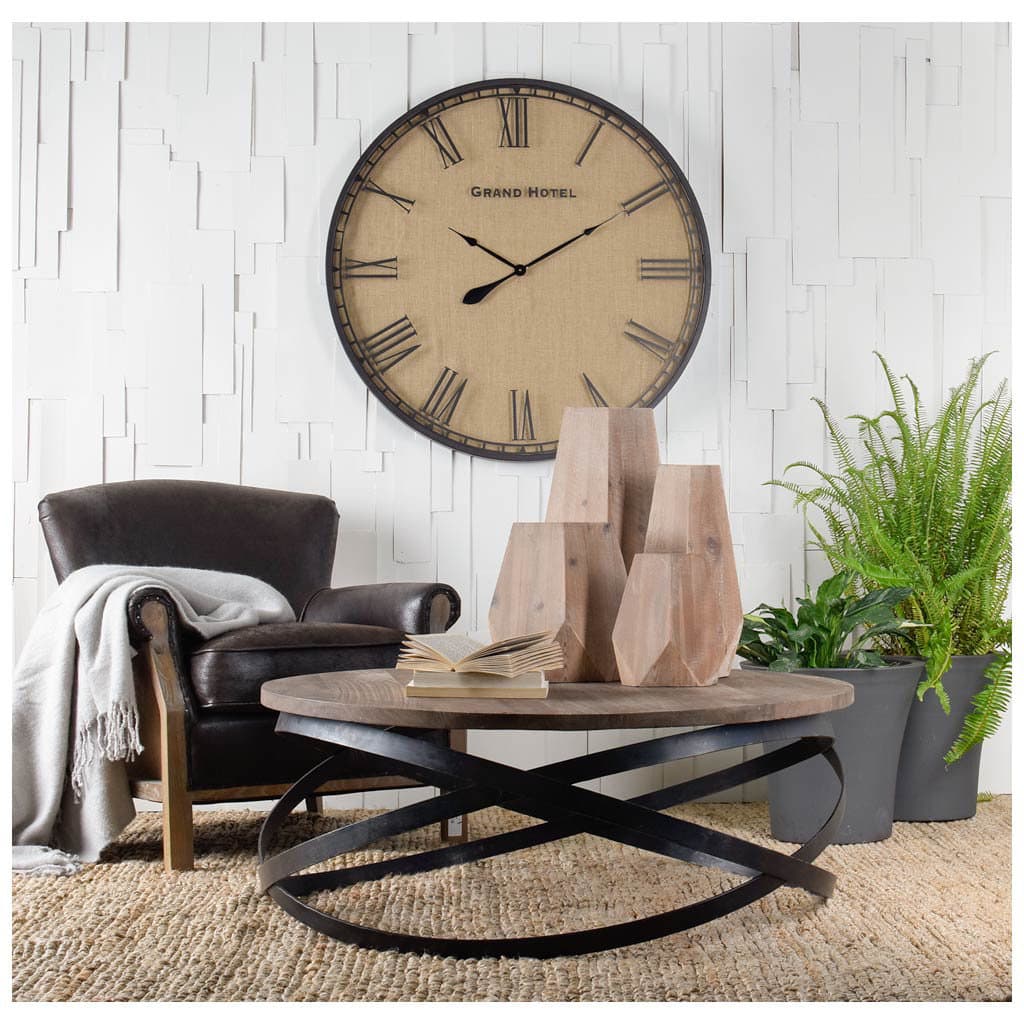 Allen II Small Natural Wooden Base Oval Vase — in a styled room