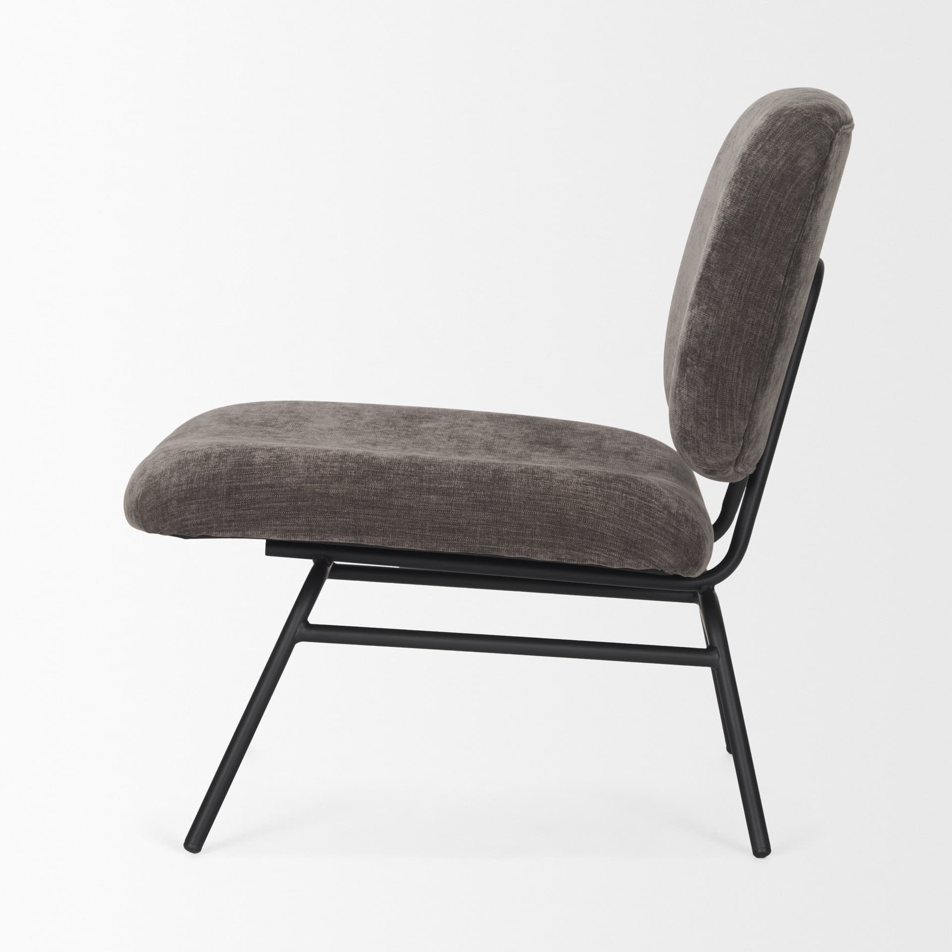 Nora Charcoal Fabric w/ Matte Black Metal Legs Accent Chair — product photograph
