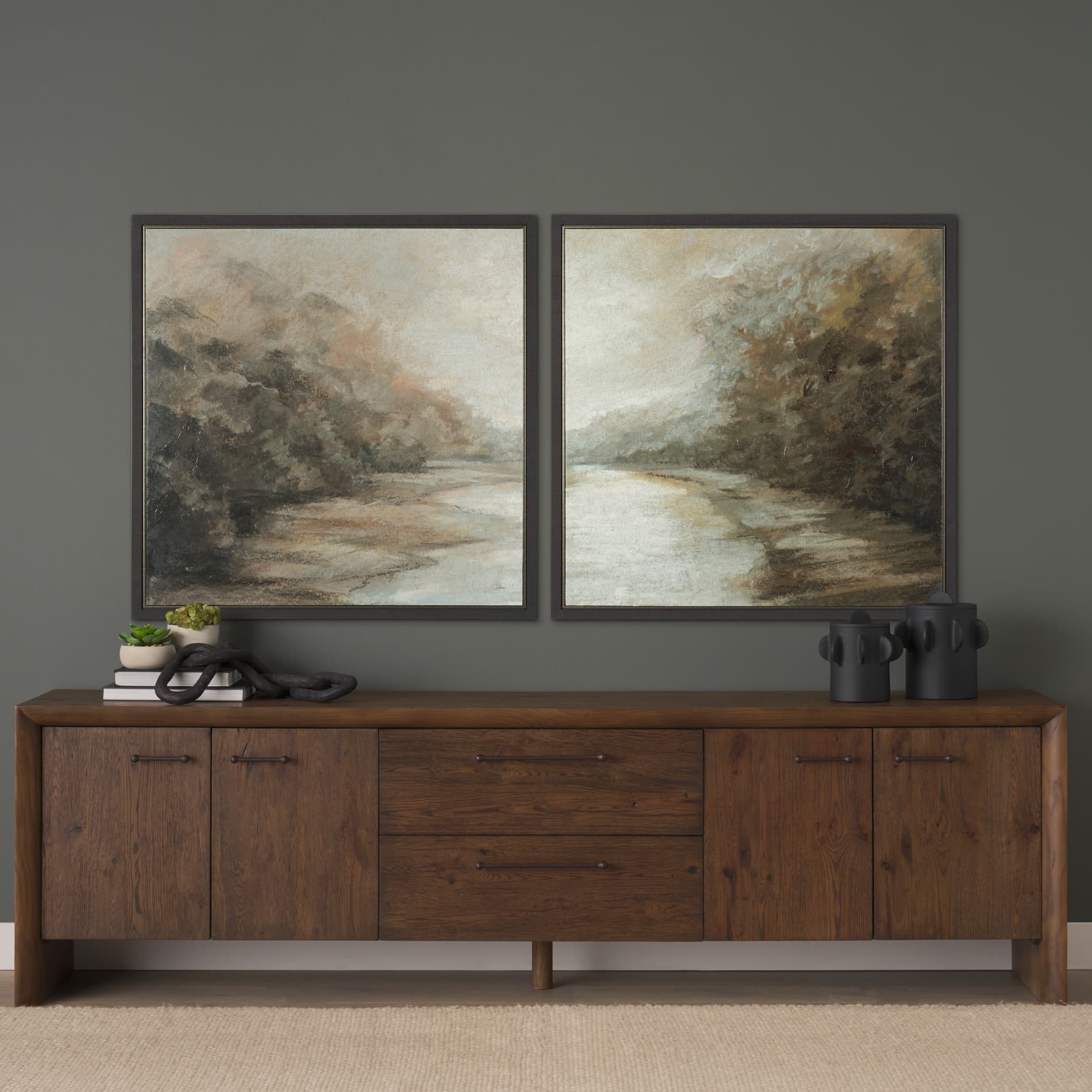 Forest Edge I by Mercana Studio Hand-Embellished Textured Framed Canvas Artwork — in a styled room