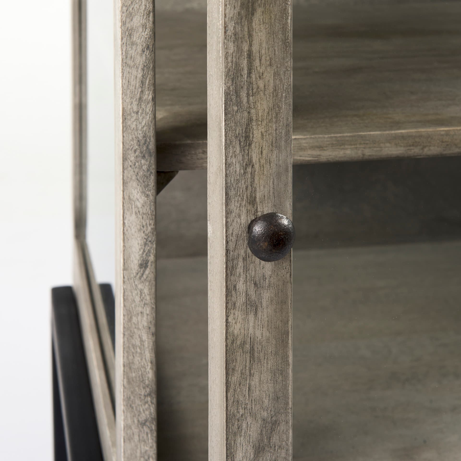 Arelius 20L x 18W x 26H Gray Wood W/ Black Metal Frame End/Side Table — product photograph