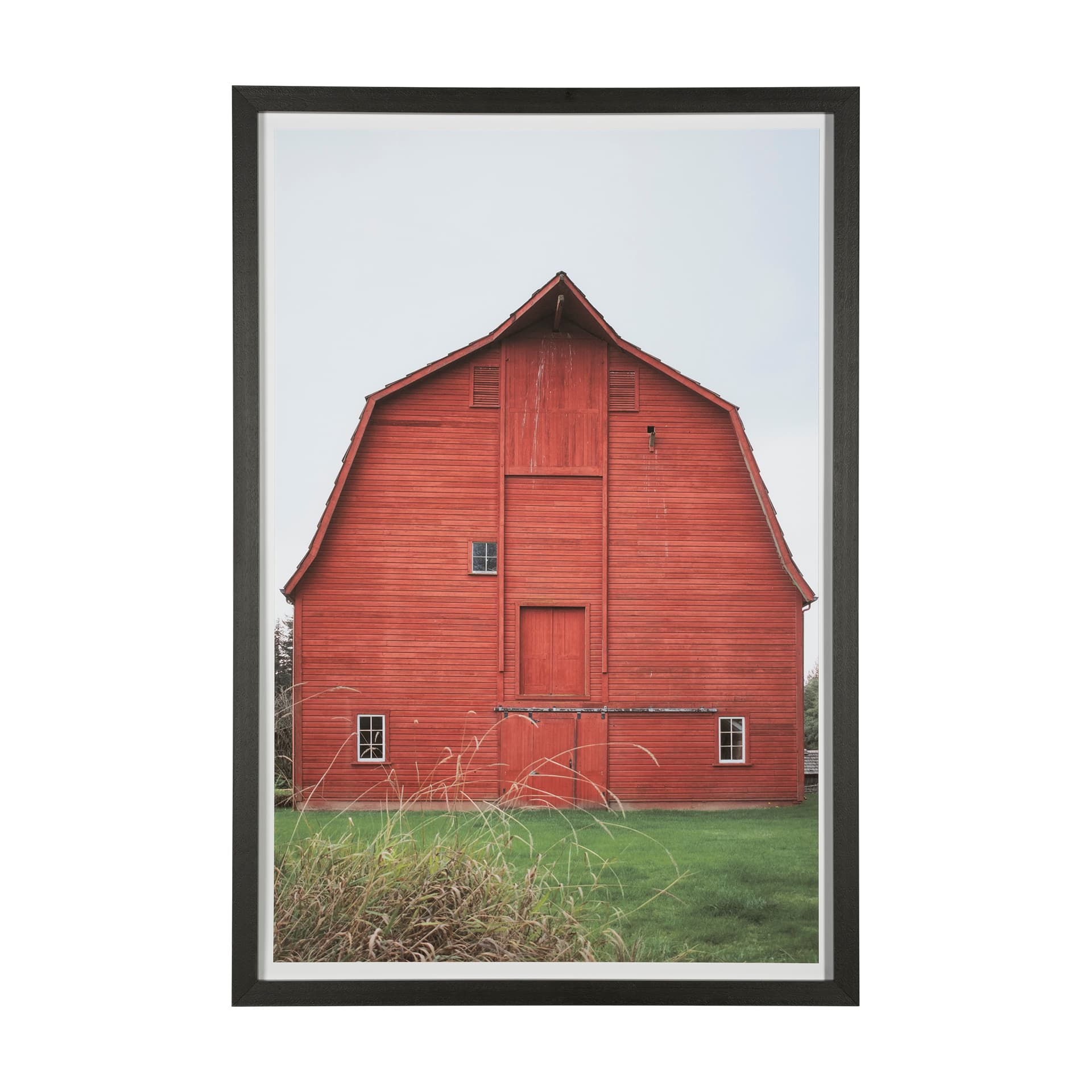 Red Barn I by Mercana Studio a Hand Embellished Textured Framed Photo Art Print Matted under Glass — product photograph
