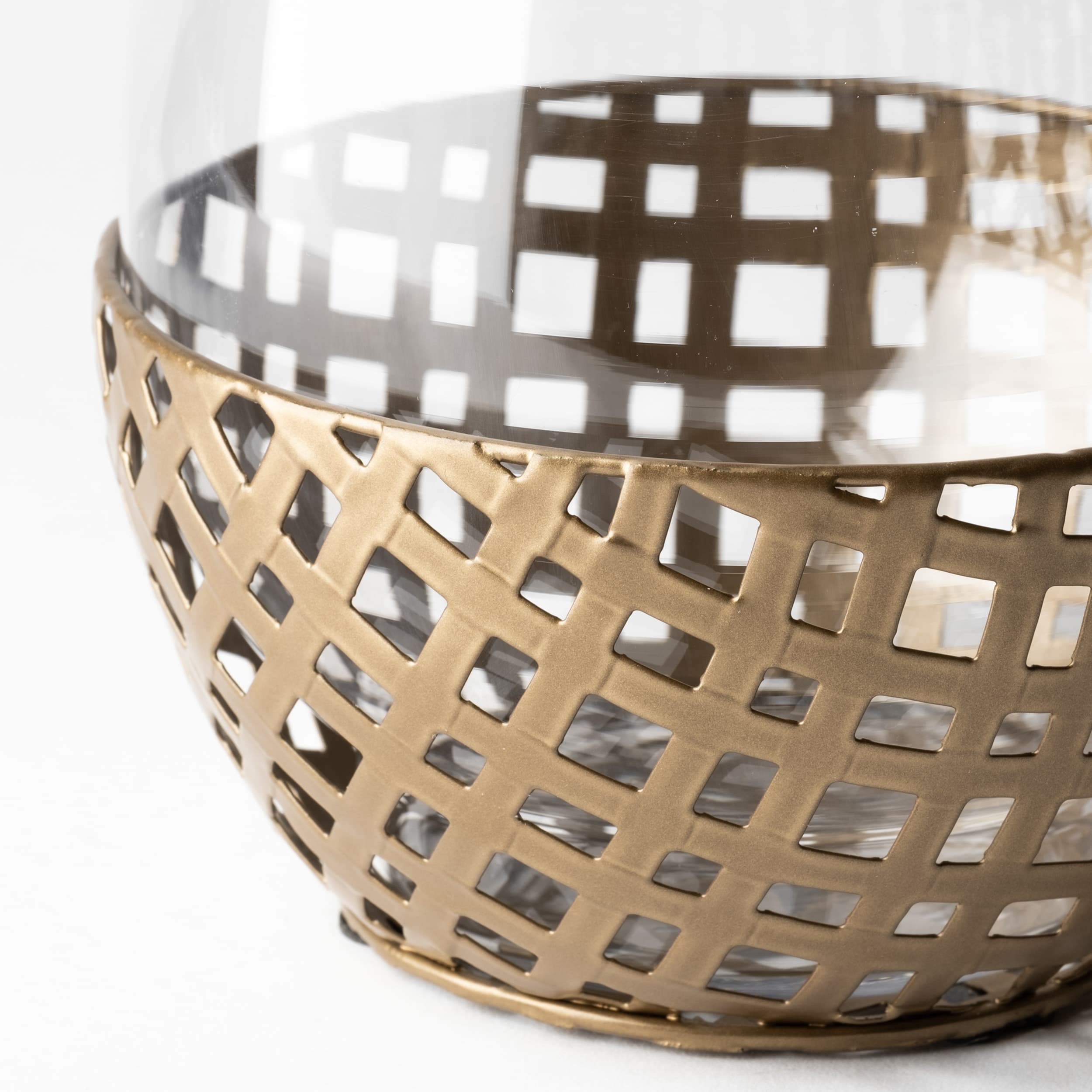 Reena I Small Gold Woven Metal Base Table Candle Holder — product photograph