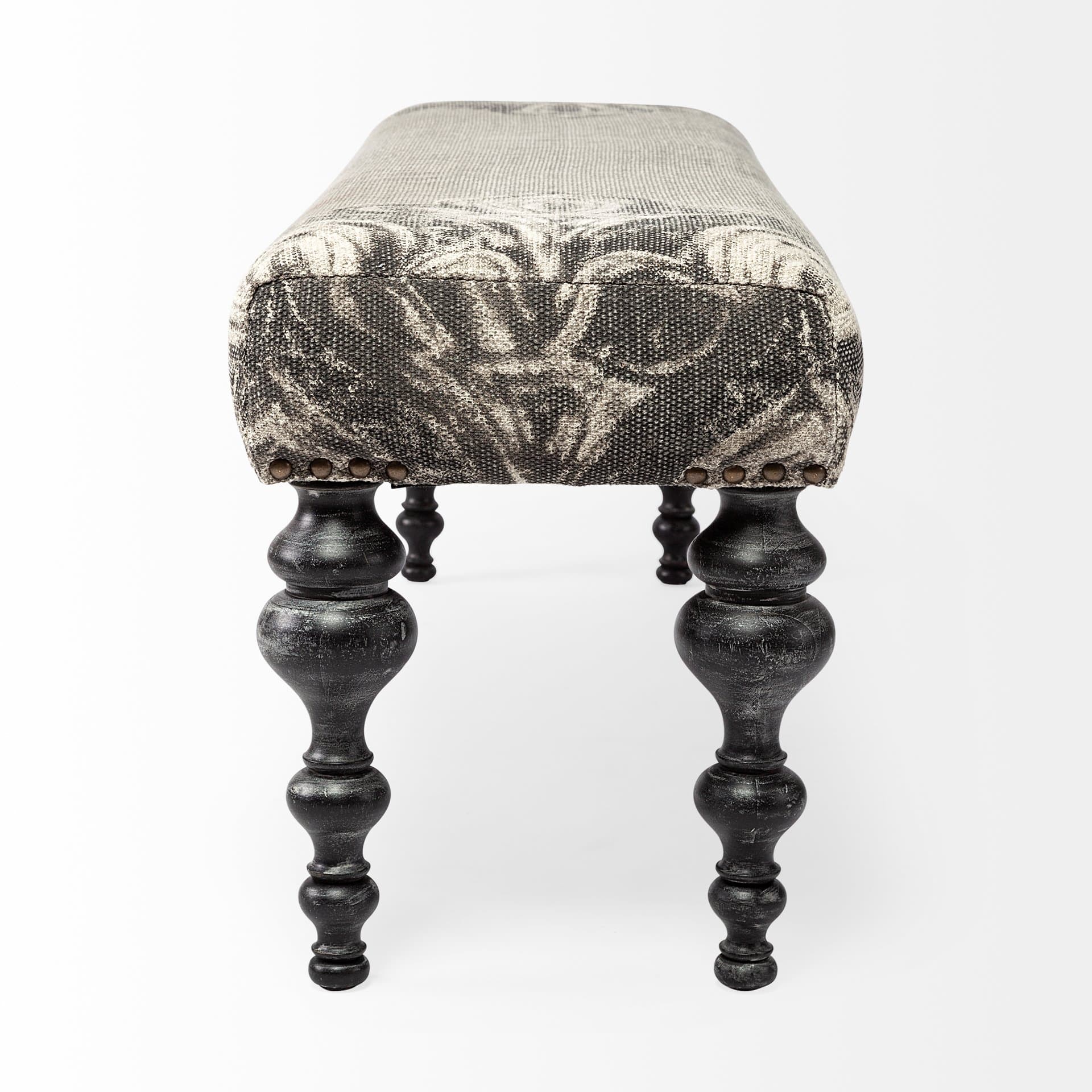 Alhambra 55L x 14W Upholstered Gray Seat W/Black Wood Legs Accent Bench — product photograph