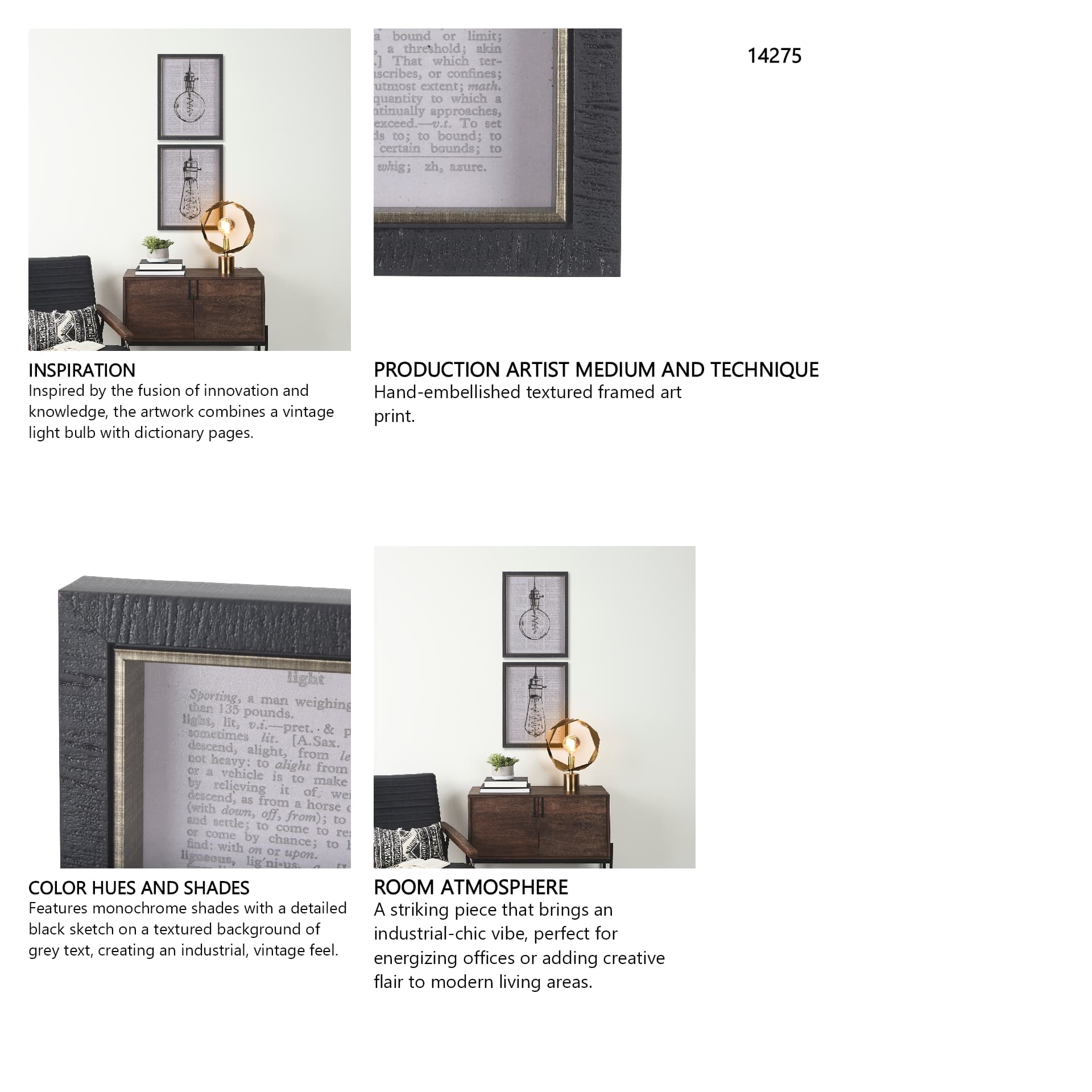 Vintage Page I by Mercana Studio a Hand Embellished Textured Framed Art Print — in a styled room