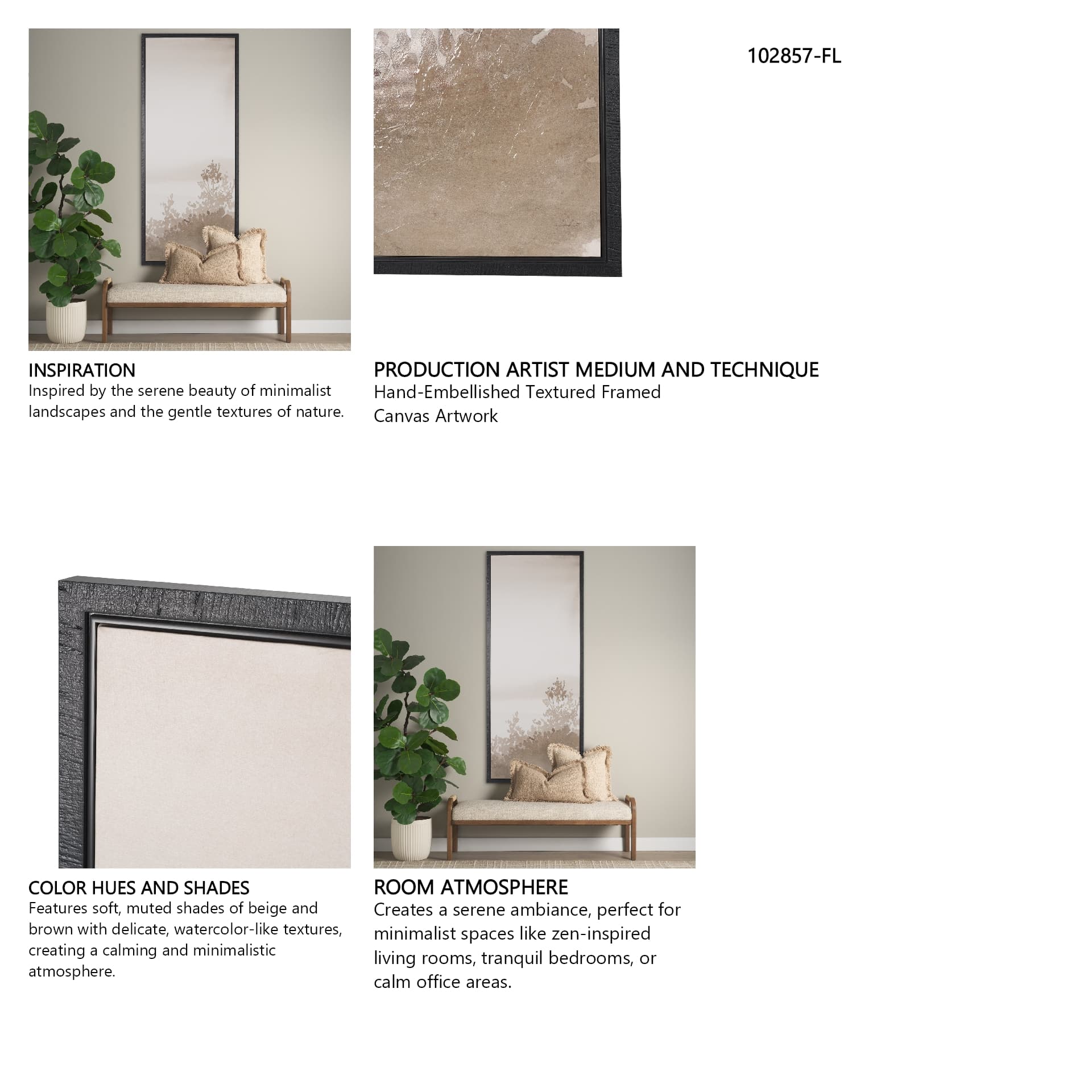 Lowland Fog B by Mercana Studio Hand-Embellished Textured Framed Canvas Artwork — product photograph