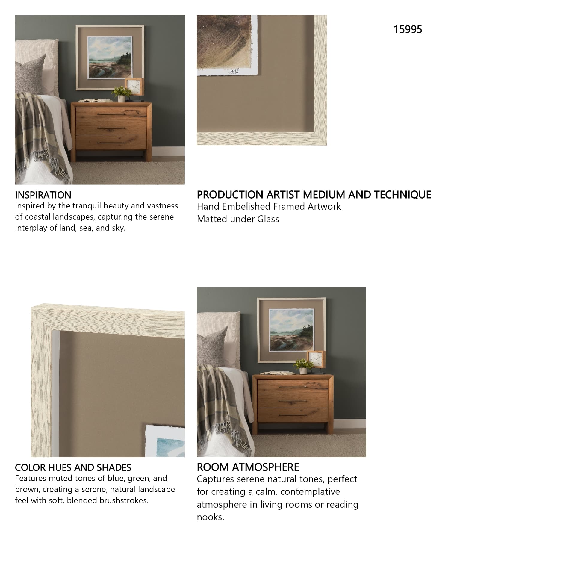Shoreline Beauty II by Mercana Studio Hand Embelished Framed Artwork Matted under Glass — in a styled room